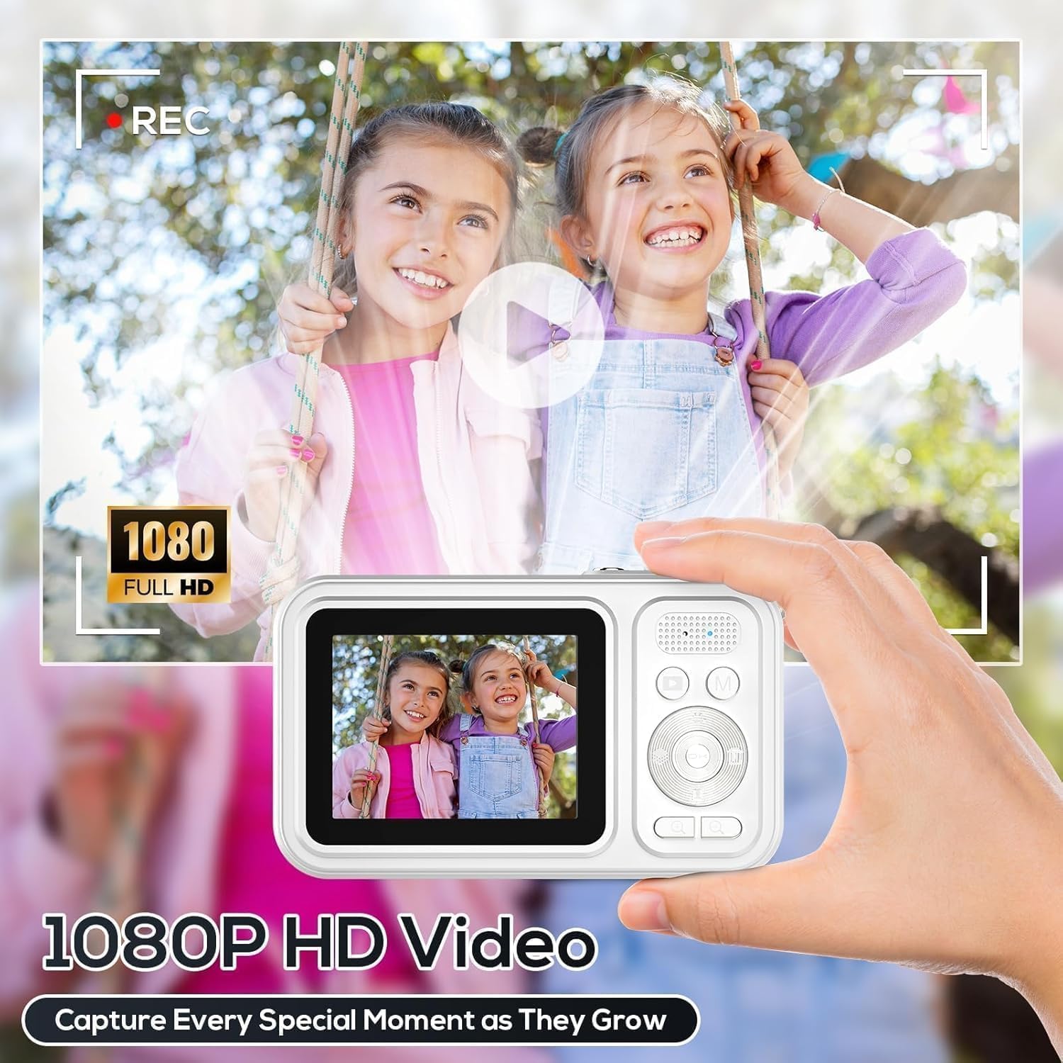 CÁMARA DIGITAL PARA NIÑOS, CÁMARAS DIGITALES DE 48 MP FHD 1080P PARA APUNTAR Y DISPARAR CON ZOOM DE 16X, CÁMARAS PORTÁTILES - 3