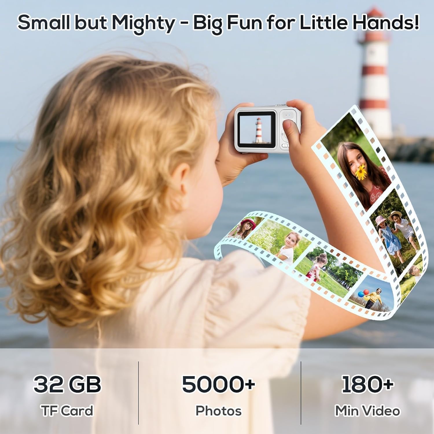 CÁMARA DIGITAL PARA NIÑOS, CÁMARAS DIGITALES DE 48 MP FHD 1080P PARA APUNTAR Y DISPARAR CON ZOOM DE 16X, CÁMARAS PORTÁTILES - 5