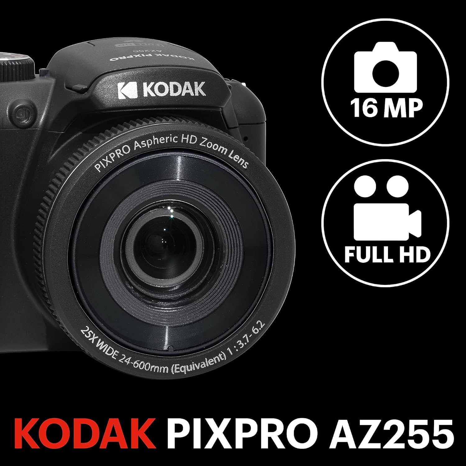 KODAK PIXPRO AZ255 - CÁMARA DIGITAL DE 16 MP, ZOOM ÓPTICO DE 25X, AA, OIS - 2