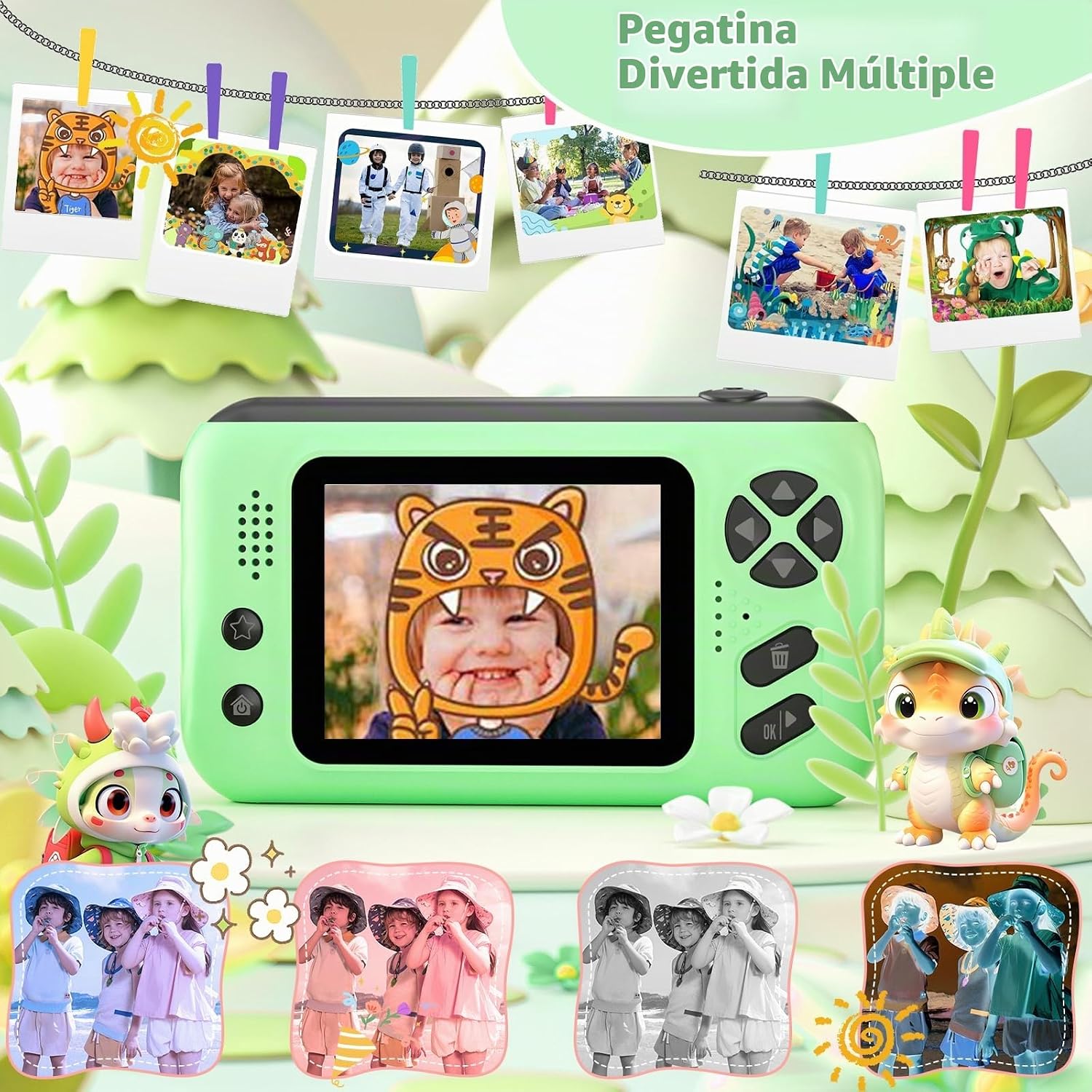 MAKOLLE CÁMARA PARA NIÑOS, REGALOS DE CUMPLEAÑOS PARA NIÑOS Y NIÑAS DE 3 A 8 AÑOS, GRABADORA DE VIDEO PARA NIÑOS DE 8 A 12 - 4