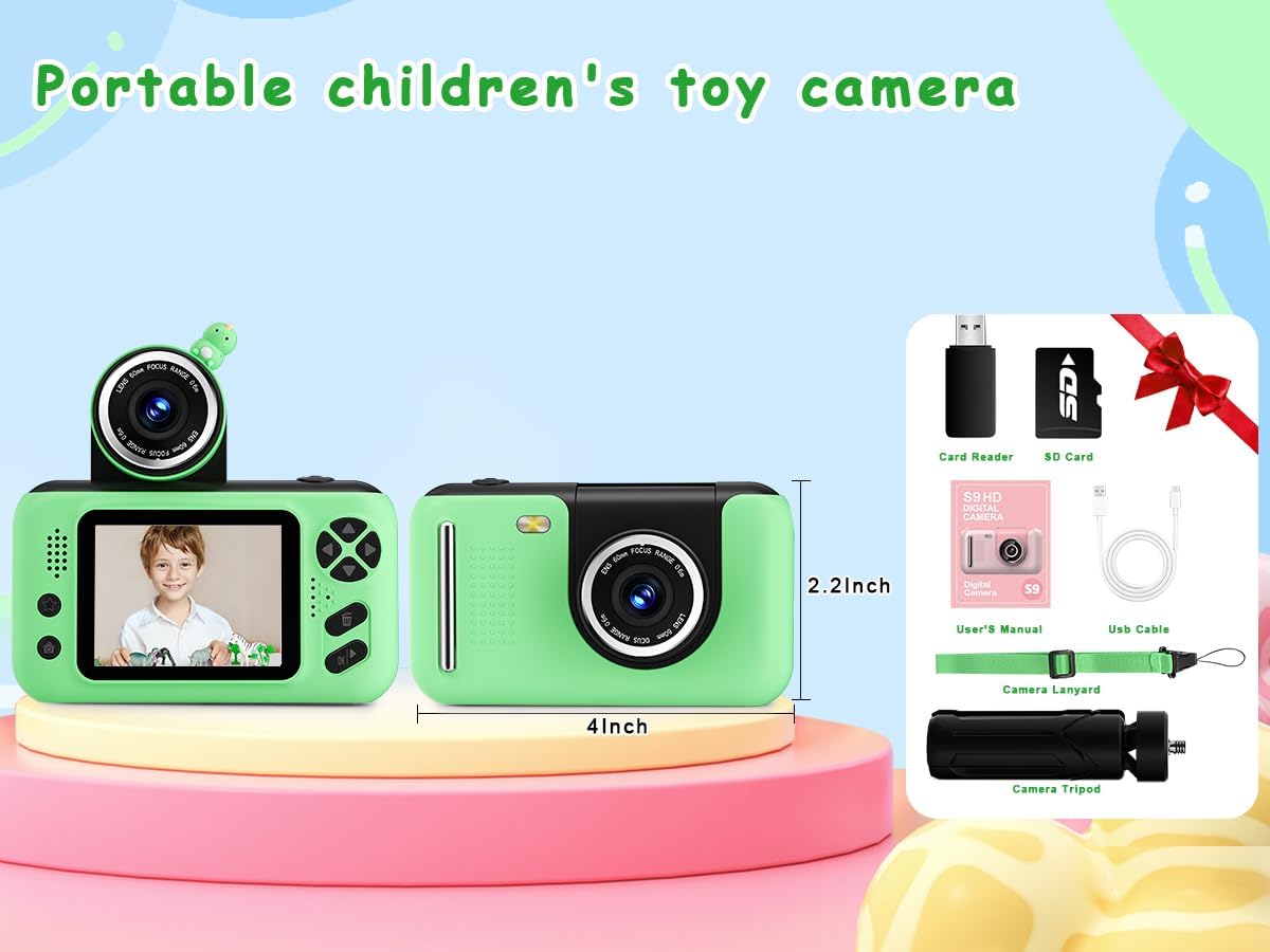MAKOLLE CÁMARA PARA NIÑOS, REGALOS DE CUMPLEAÑOS PARA NIÑOS Y NIÑAS DE 3 A 8 AÑOS, GRABADORA DE VIDEO PARA NIÑOS DE 8 A 12 - 6