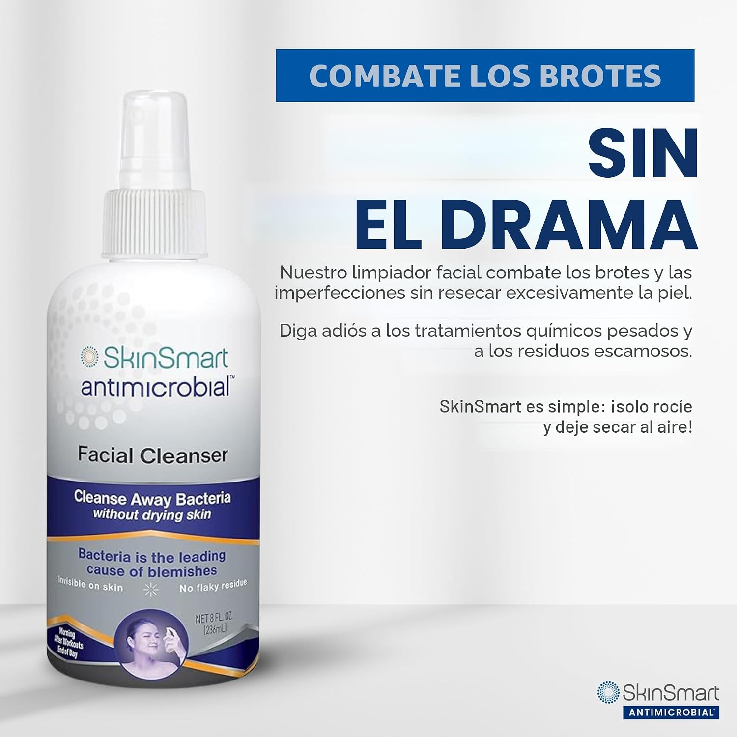 SKINSMART ANTIMICROBIAL LIMPIADOR FACIAL PARA BROTES E IMPERFECCIONES FÓRMULA DE ÁCIDO HIPOCLOROSO SE DIRIGE A LAS BACTERIAS - 4
