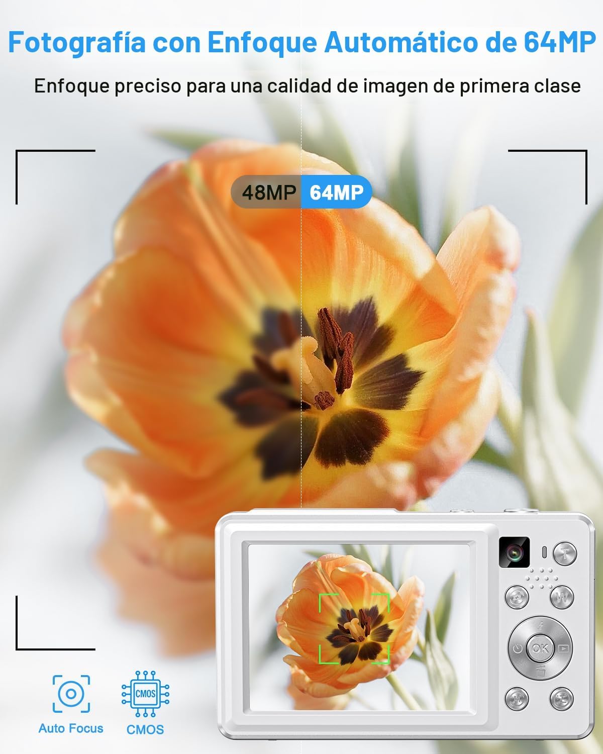 CÁMARA DIGITAL 4K PARA APUNTAR Y DISPARAR CON LENTE SELFIE Y TARJETA 32G - 2