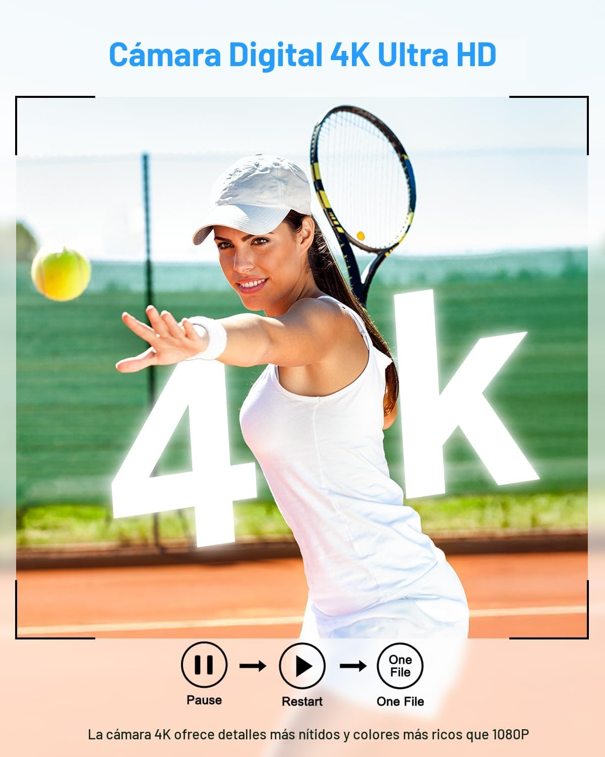 CÁMARA DIGITAL 4K PARA APUNTAR Y DISPARAR CON LENTE SELFIE Y TARJETA 32G - 3
