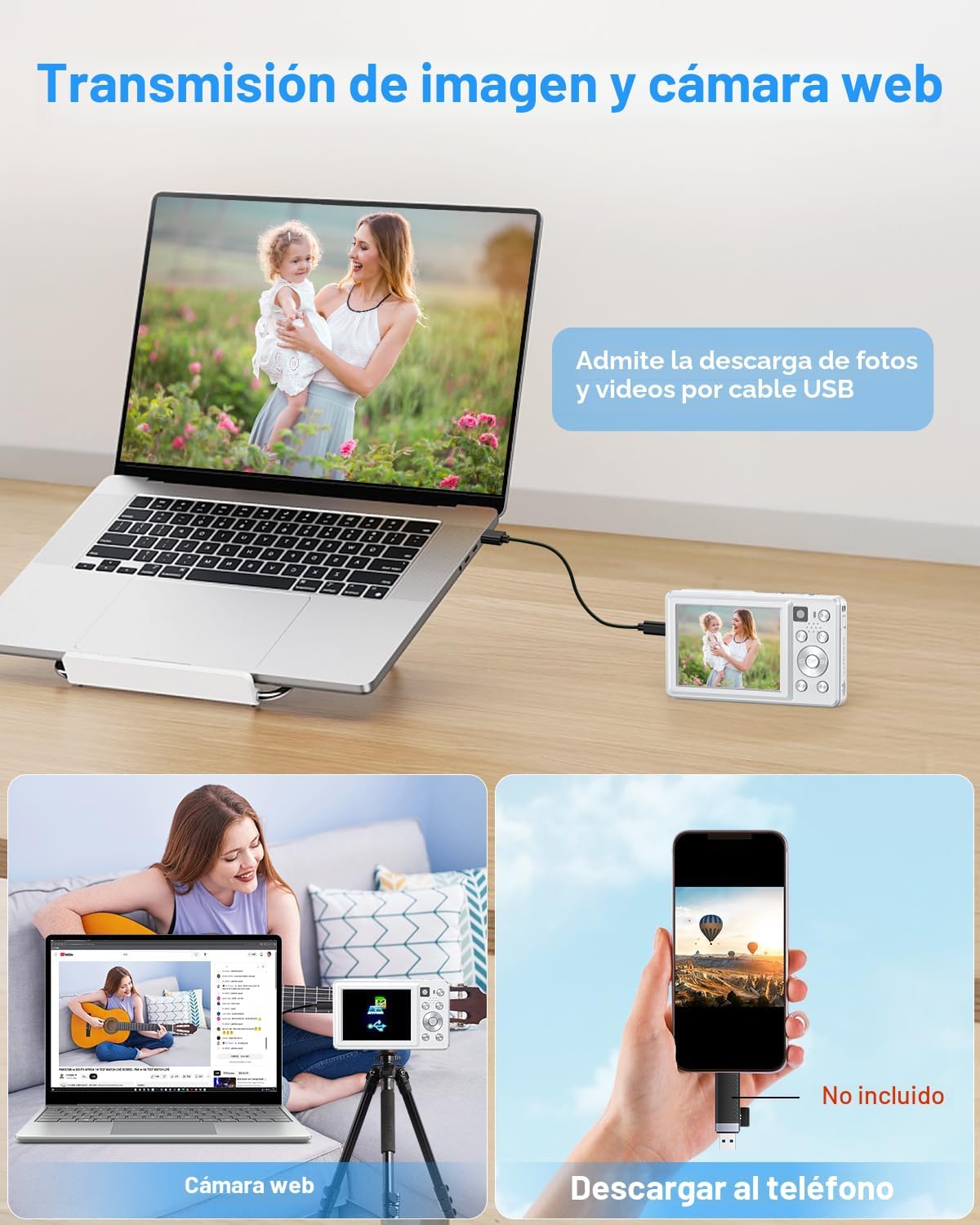 CÁMARA DIGITAL 4K PARA APUNTAR Y DISPARAR CON LENTE SELFIE Y TARJETA 32G - 7