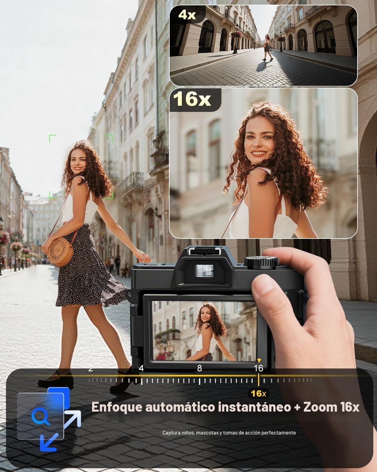 NBD CÁMARAS DIGITALES 5K PARA FOTOGRAFÍA, CÁMARAS FOTOGRÁFICAS DE 64 MP, CÁMARAS DE VLOGGING DE VIAJE PARA YOUTUBE - 3