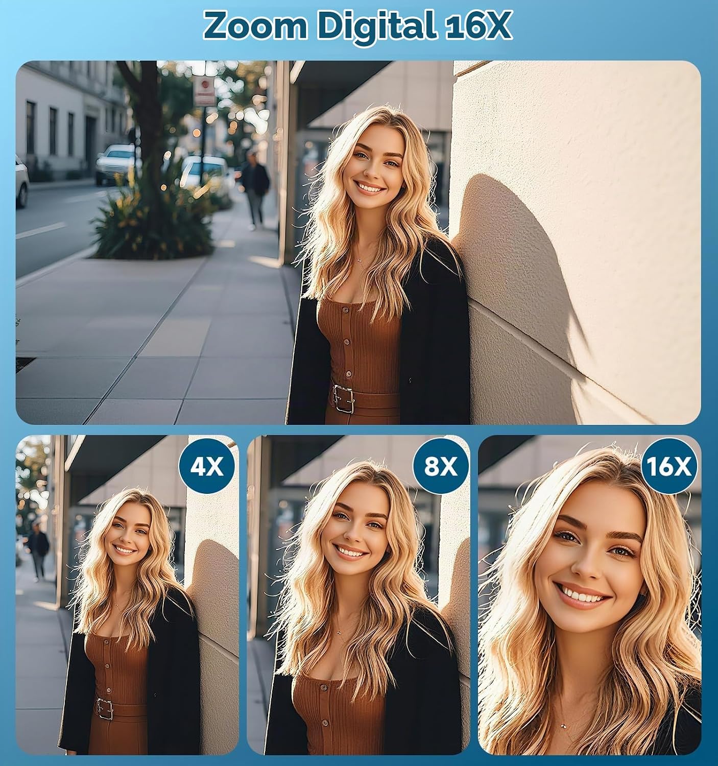 CÁMARA DIGITAL, CÁMARA DE DOBLE PANTALLA DE 56 MP MEJORADA 2026 PARA SELFIES, CÁMARAS DE VIAJE CON ZOOM 16X CON TARJETA SD - 4