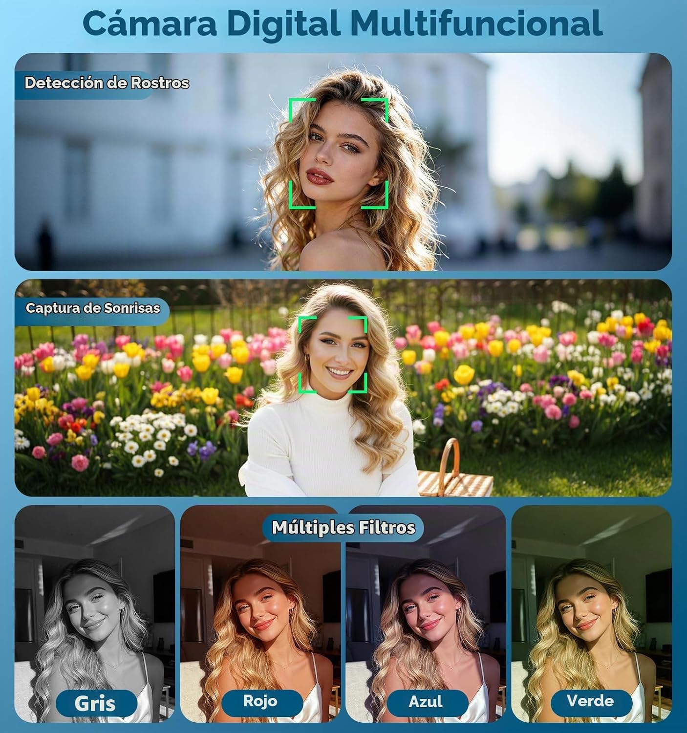 CÁMARA DIGITAL, CÁMARA DE DOBLE PANTALLA DE 56 MP MEJORADA 2026 PARA SELFIES, CÁMARAS DE VIAJE CON ZOOM 16X CON TARJETA SD - 6