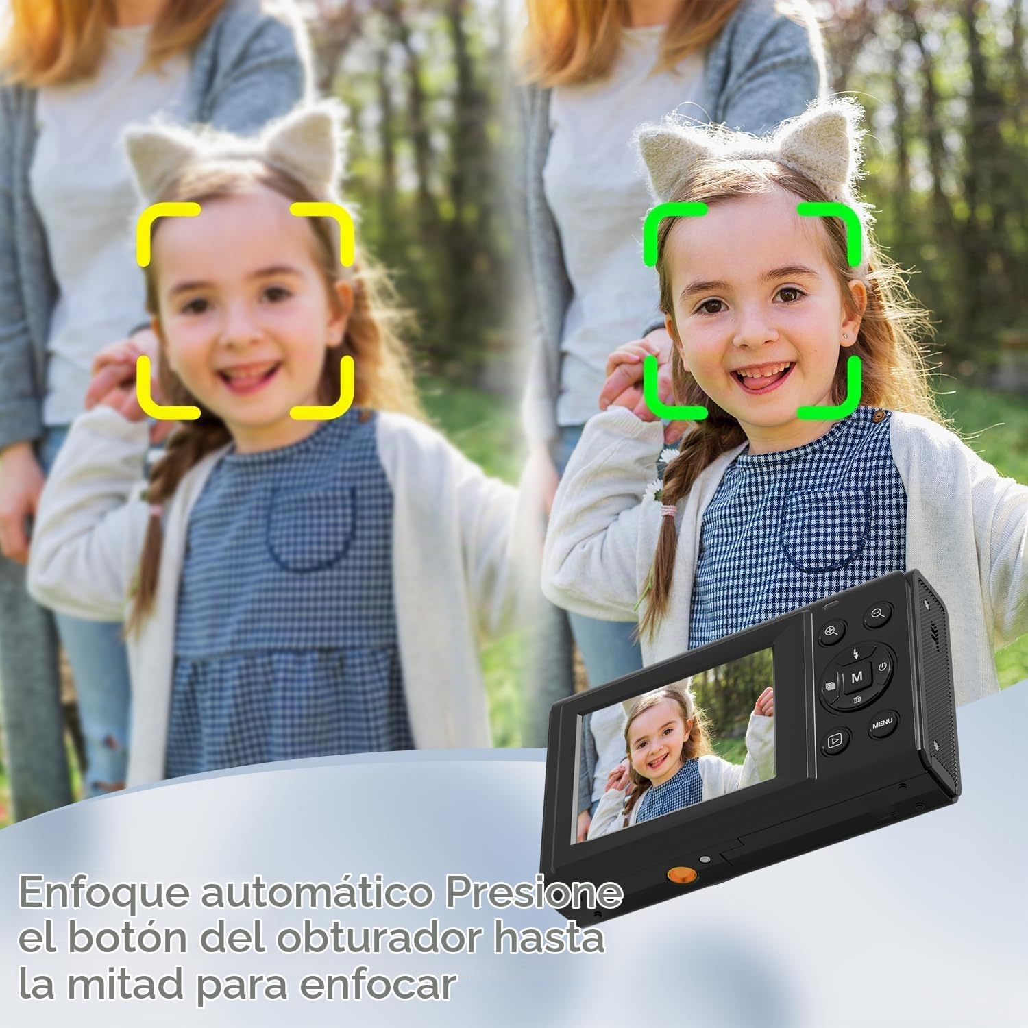 CÁMARA DIGITAL, CÁMARA DE ENFOQUE AUTOMÁTICO DE 4K 44MP CON PUNTO Y DISPARO CON ZOOM 16X DE 2.4 LCD, CÁMARA COMPACTA - 5