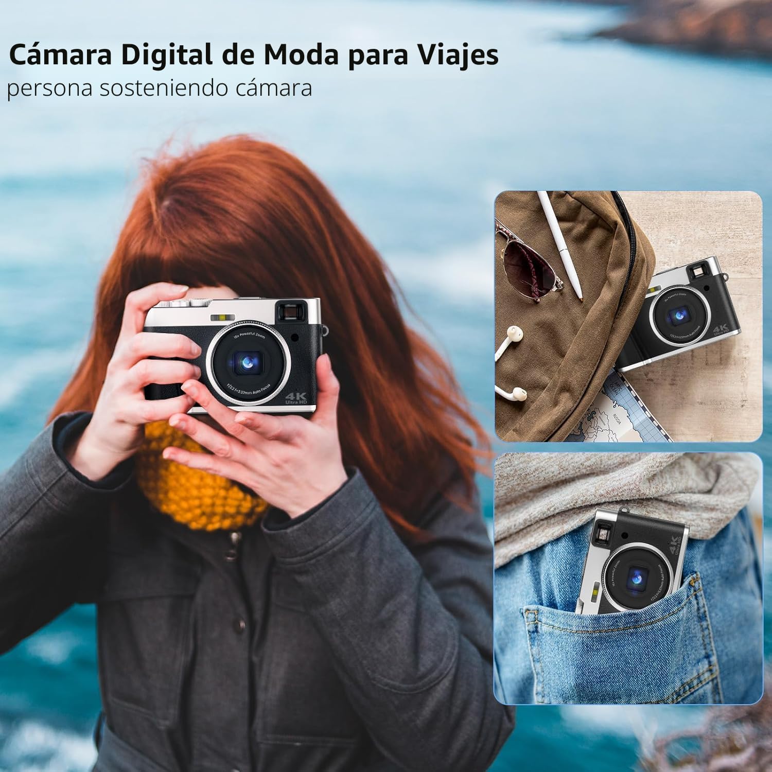 CÁMARA DIGITAL 4K PARA FOTOGRAFÍA, CÁMARAS DE VIDEOBLOGS DE 48 MEGAPÍXELES CON ENFOQUE AUTOMÁTICO Y ZOOM DIGITAL 16X, CÁMARA - 5