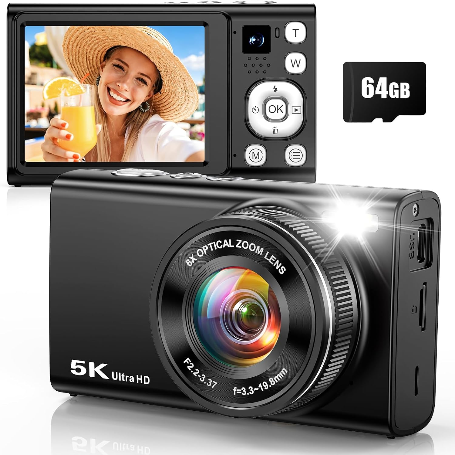 5K DIGITAL CAMERA, 96MP CAMERAS FOR PHOTOGRAPHY WITH 6X OPTICAL ZOOM - 1