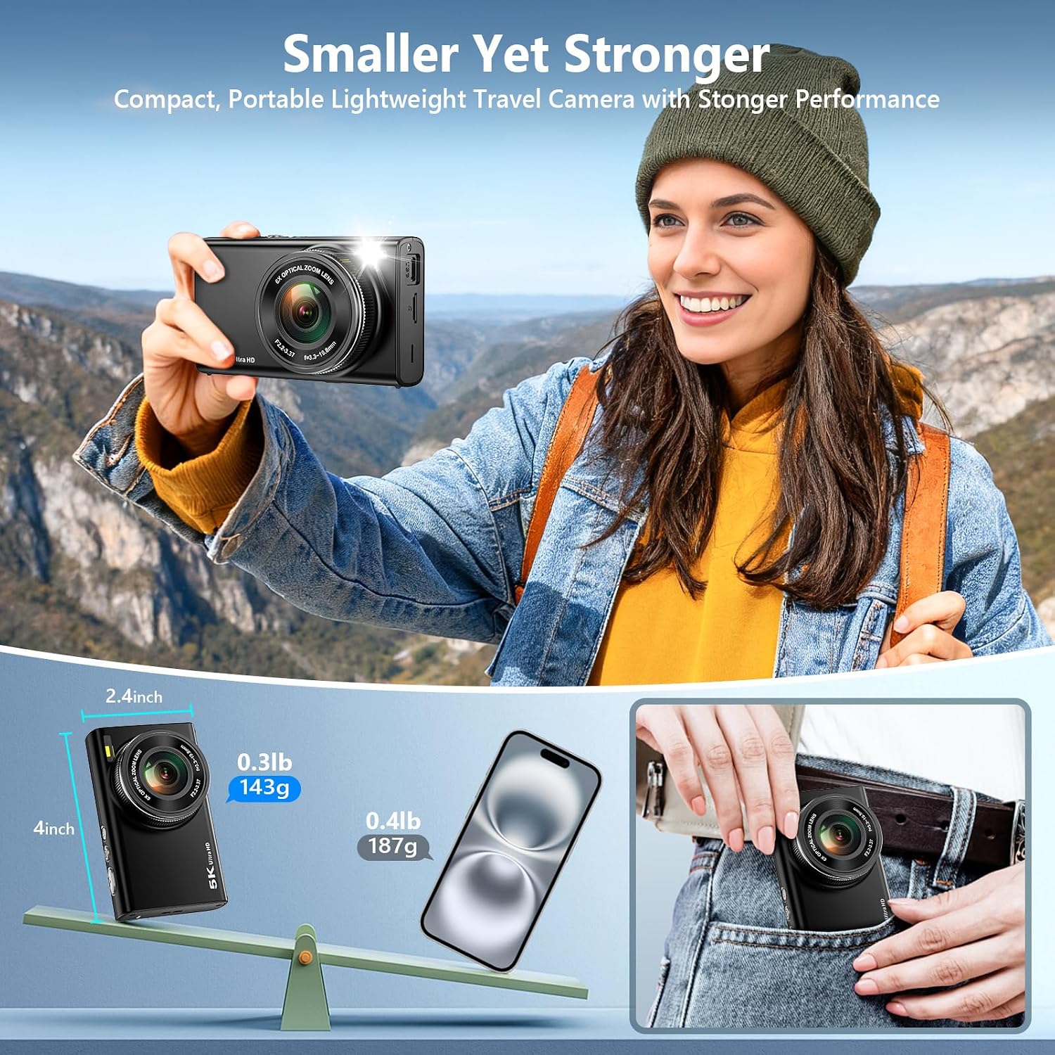 5K DIGITAL CAMERA, 96MP CAMERAS FOR PHOTOGRAPHY WITH 6X OPTICAL ZOOM - 6