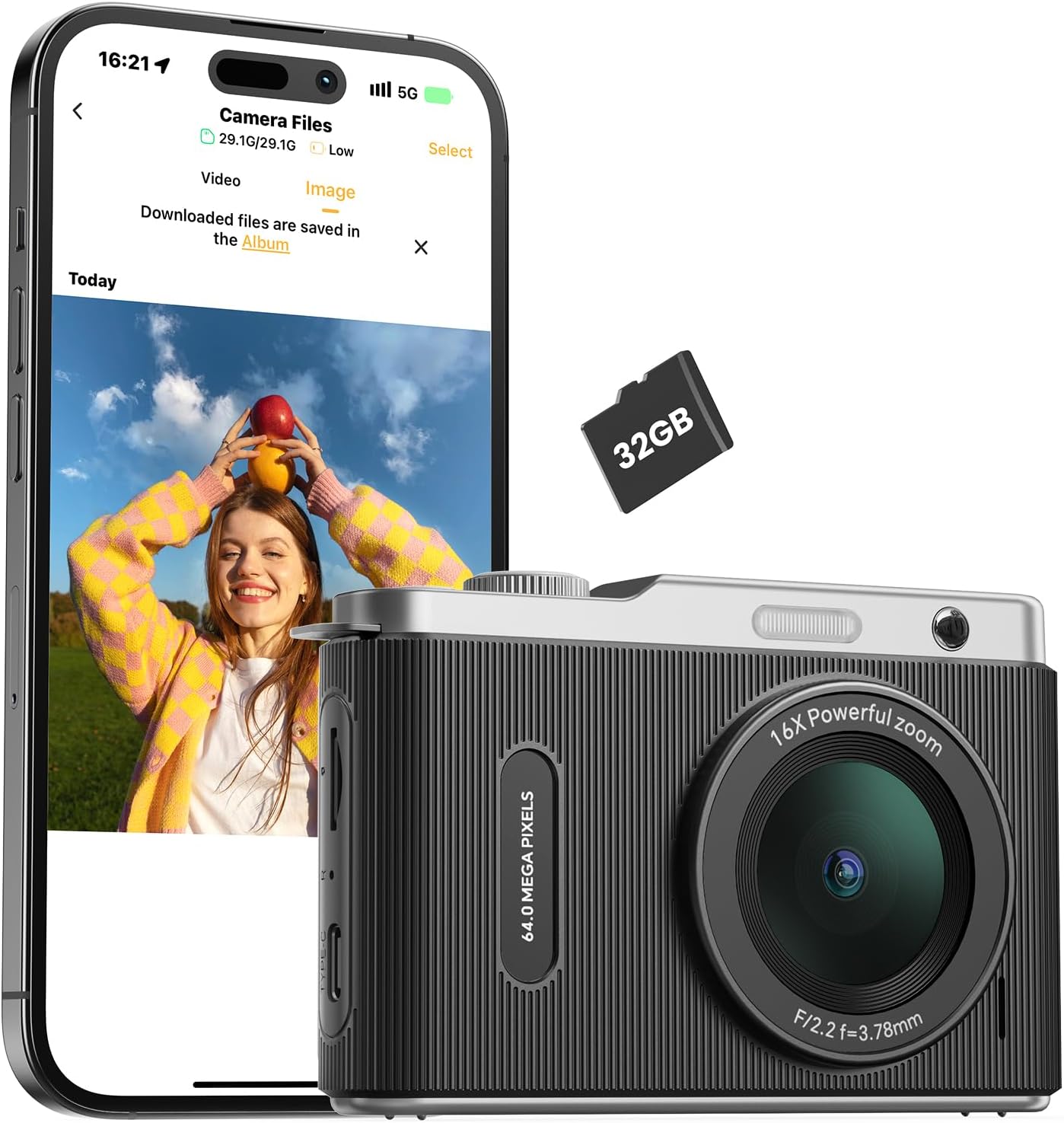 CÁMARA DIGITAL PARA NIÑOS CON LENTE DUAL DE CONMUTACIÓN, 64MP 4K POINT AND SHOOT CÁMARA CON TARJETA DE 32 GB, WIFI, ZOOM - 1