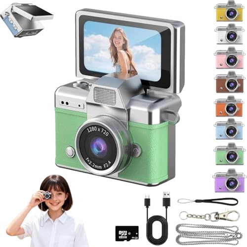 MINI LLAVERO CÁMARA DIGITAL RETRO MINI CÁMARA DE VIDEO DIGITAL PEQUEÑA CÁMARA CORPORAL 1080P FHD GRABACIÓN CON PANTALLA IPS - 7