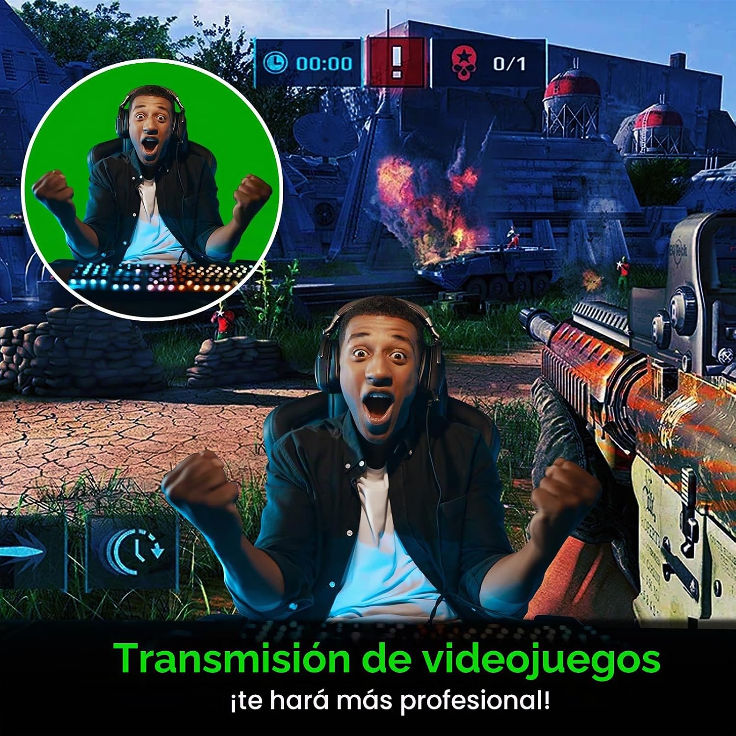 KIT DE TELÓN DE FONDO VERDE, TELÓN DE FONDO VERDE PORTÁTIL CON SOPORTE EN FORMA DE T, 5 ABRAZADERAS Y BOLSA DE TRANSPORTE - 7