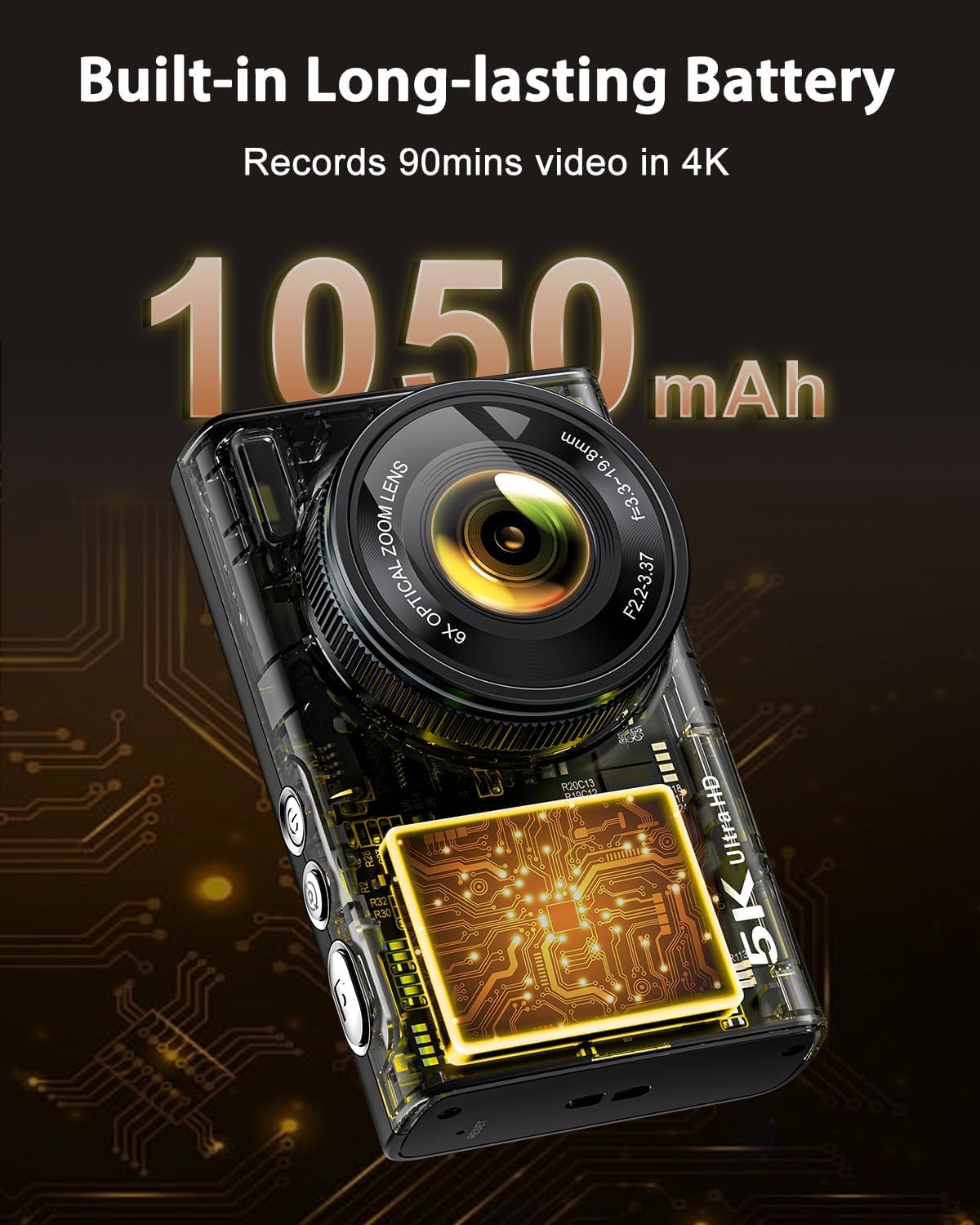 CÁMARA DIGITAL 5K PARA FOTOGRAFÍA CÁMARAS DUALES DE 96MP CON ZOOM ÓPTICO 6X - 5