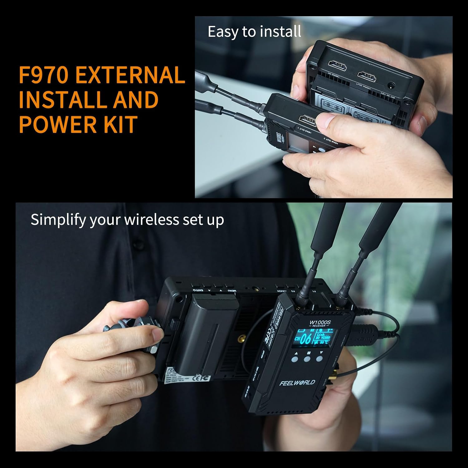 FEELWORLD F5 PROX 5.5 PULGADAS 1600NIT MONITOR DE CAMPO DE CÁMARA DSLR DE ALTO BRILLO CON BATERÍA F750 4400MAH Y BOLSA, - 7