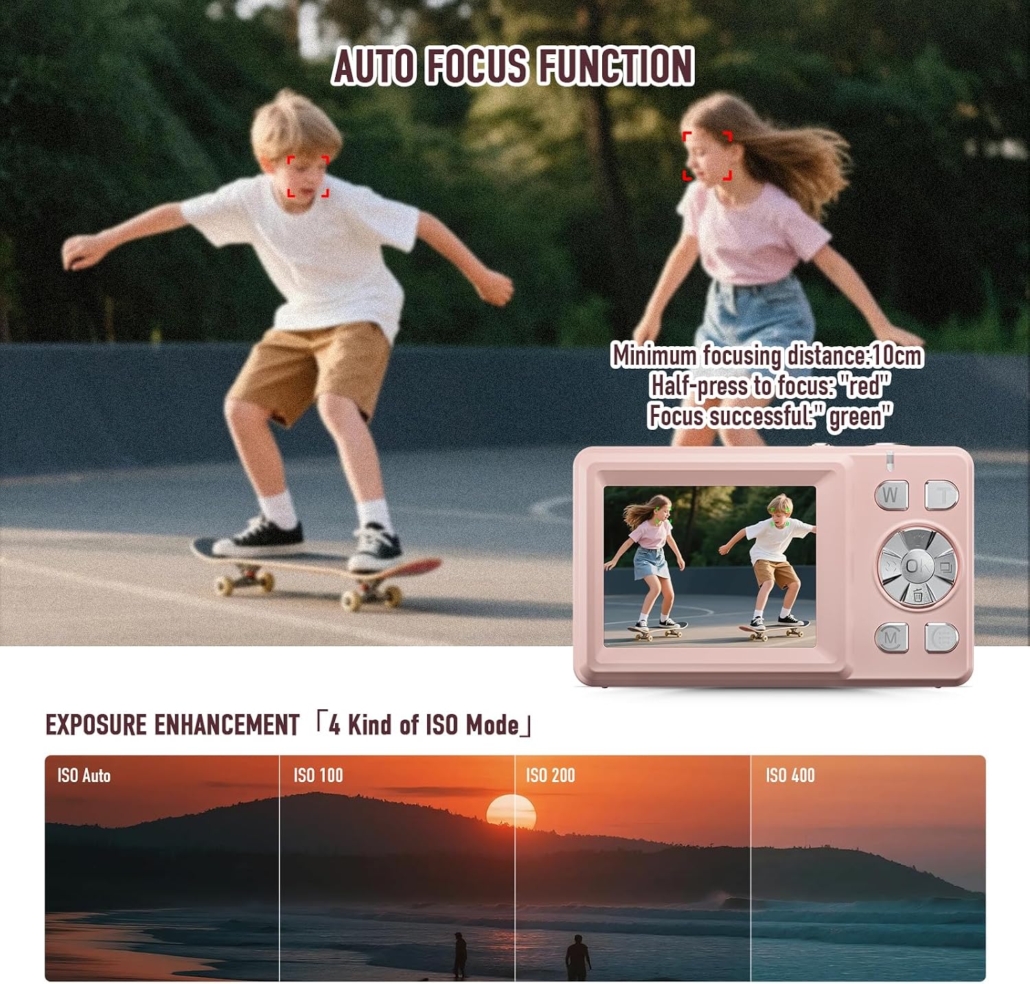 CÁMARA DIGITAL, 4K 48MP CON ENFOQUE AUTOMÁTICO Y PANTALLA DUAL PARA SELFIES, ZOOM 18X, LUZ DE RELLENO, CÁMARA PORTÁTIL - 6