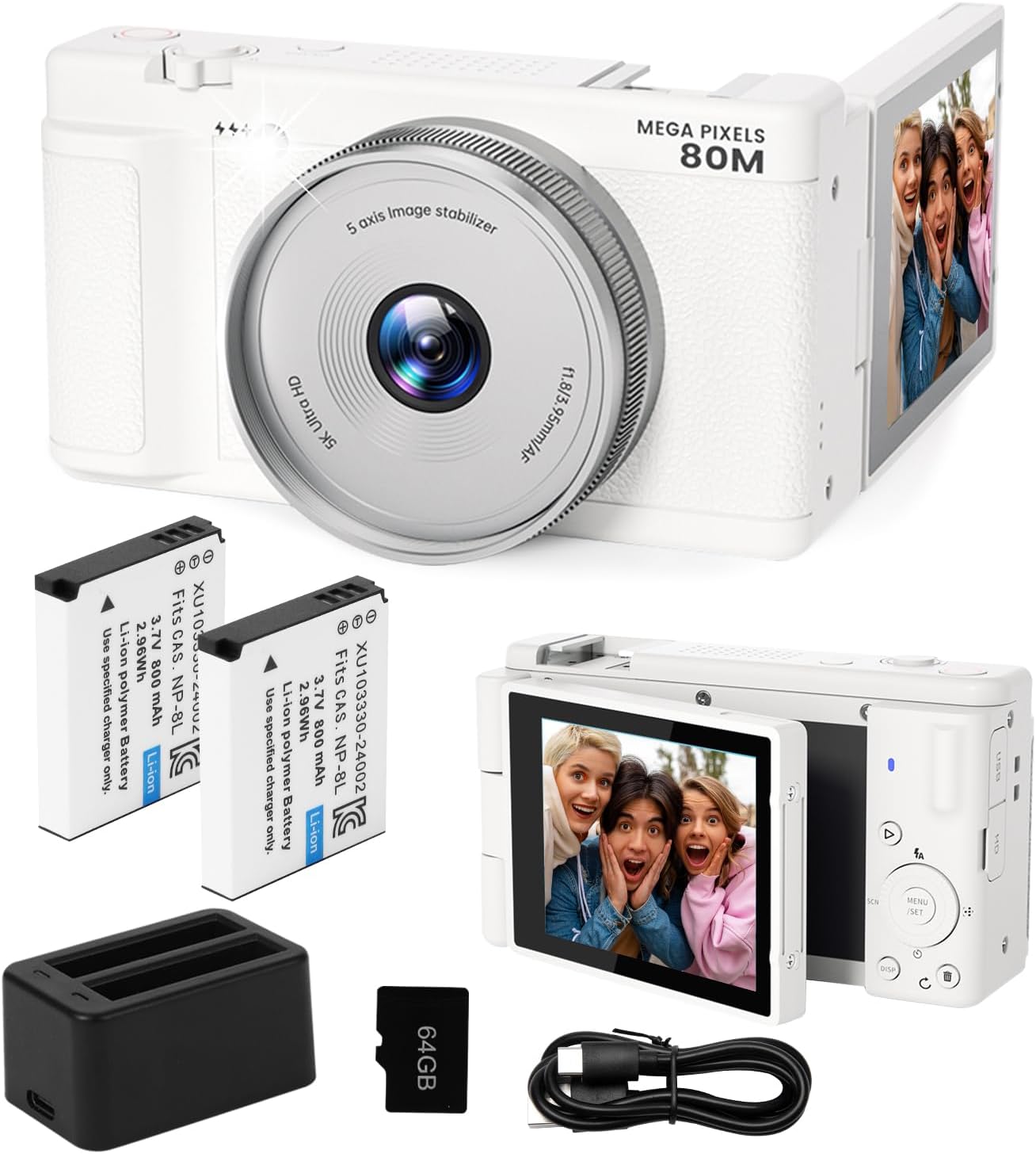 CÁMARA DIGITAL 5K UHD PARA FOTOGRAFÍA, CÁMARA DE VIDEOBLOGS DE 80 MEGAPÍXELES CON ENFOQUE AUTOMÁTICO PARA YOUTUBE, CÁMARA - 1