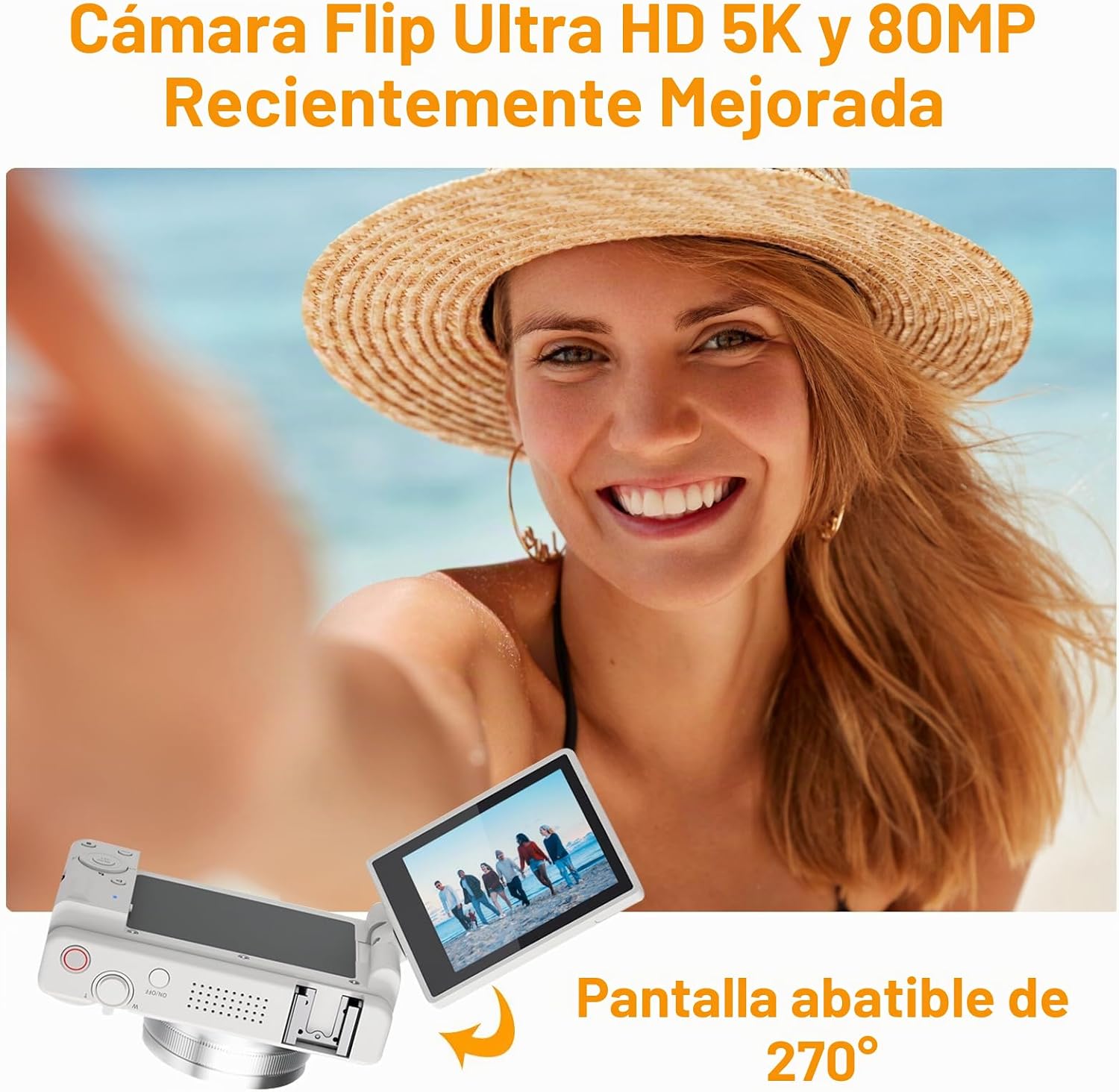 CÁMARA DIGITAL 5K UHD PARA FOTOGRAFÍA, CÁMARA DE VIDEOBLOGS DE 80 MEGAPÍXELES CON ENFOQUE AUTOMÁTICO PARA YOUTUBE, CÁMARA - 2