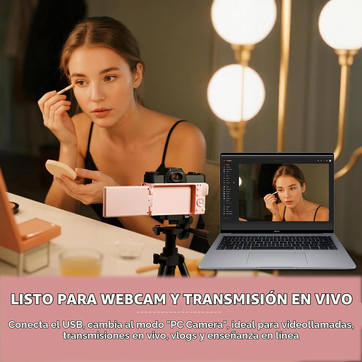 CÁMARA DIGITAL 6K PARA FOTOGRAFÍA CON ENFOQUE AUTOMÁTICO, CÁMARA DE VIDEOBLOGS WIFI DE 64MP PARA YOUTUBE CON PANTALLA - 7