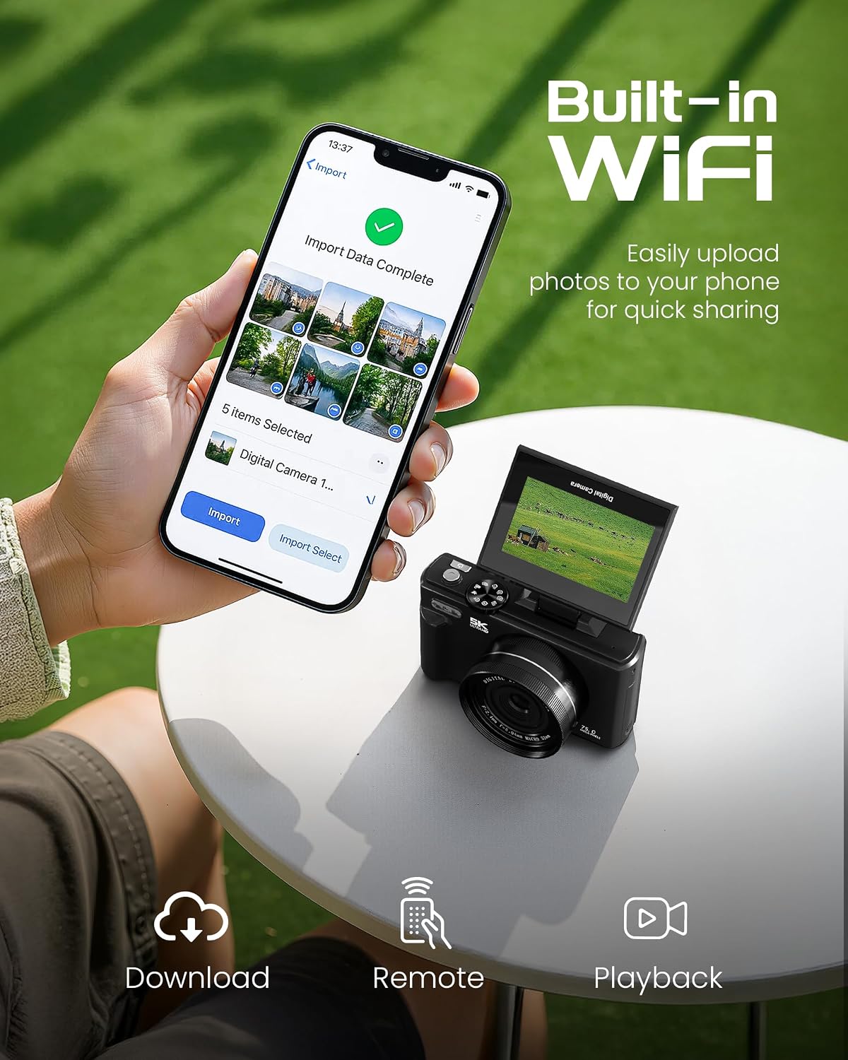 CÁMARA DIGITAL 5K DE 75 MEGAPÍXELES PARA FOTOGRAFÍA CON WIFI - CÁMARA DE VIDEOBLOGS DE ENFOQUE AUTOMÁTICO PARA YOUTUBE - 4