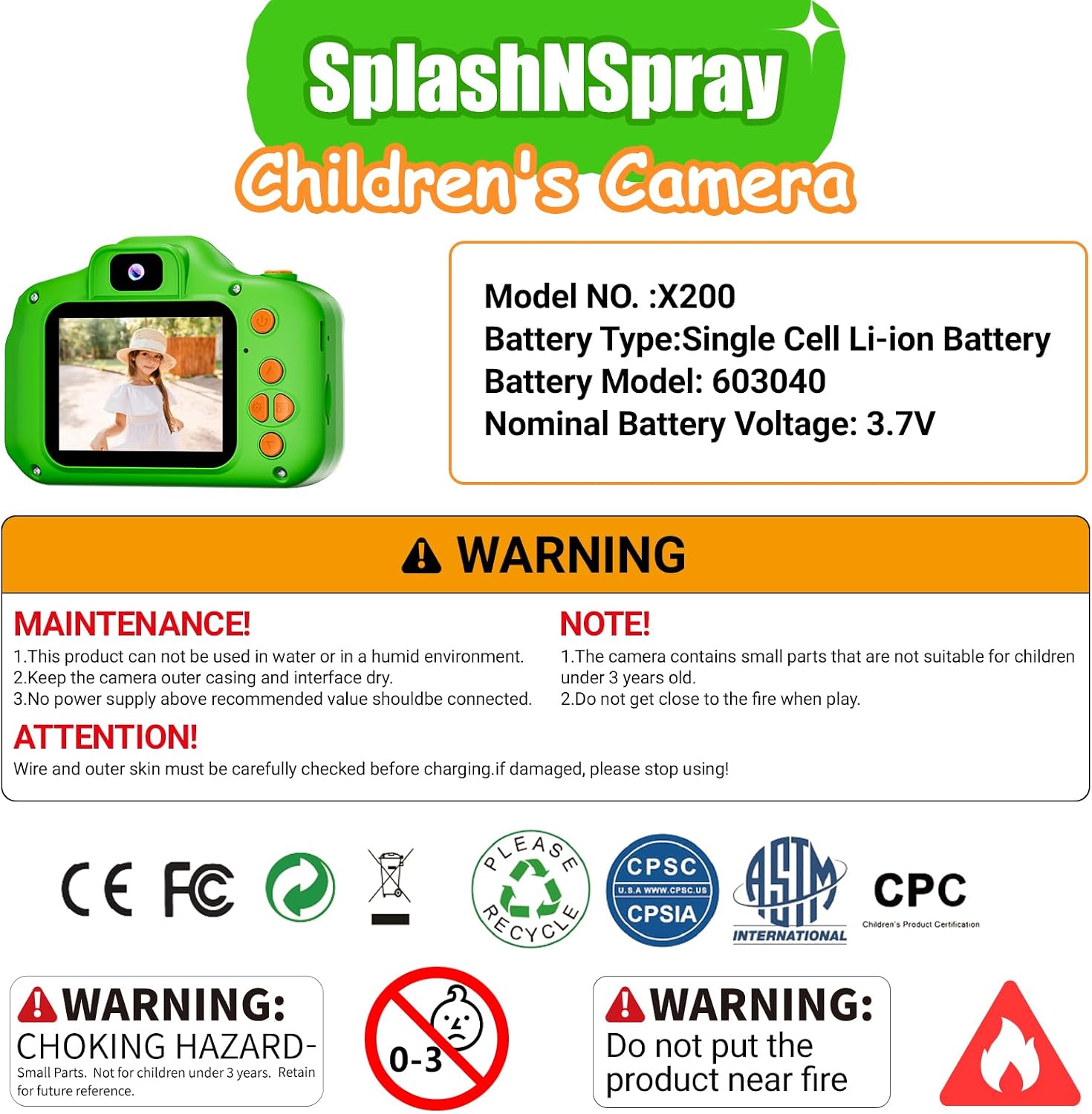 SPLASHNSPRAY - CÁMARA DIGITAL PARA NIÑOS Y NIÑAS DE 3 A 9 AÑOS, CÁMARA HD 1080P PARA NIÑOS PEQUEÑOS, CÁMARA SELFIE DIGITAL - 7