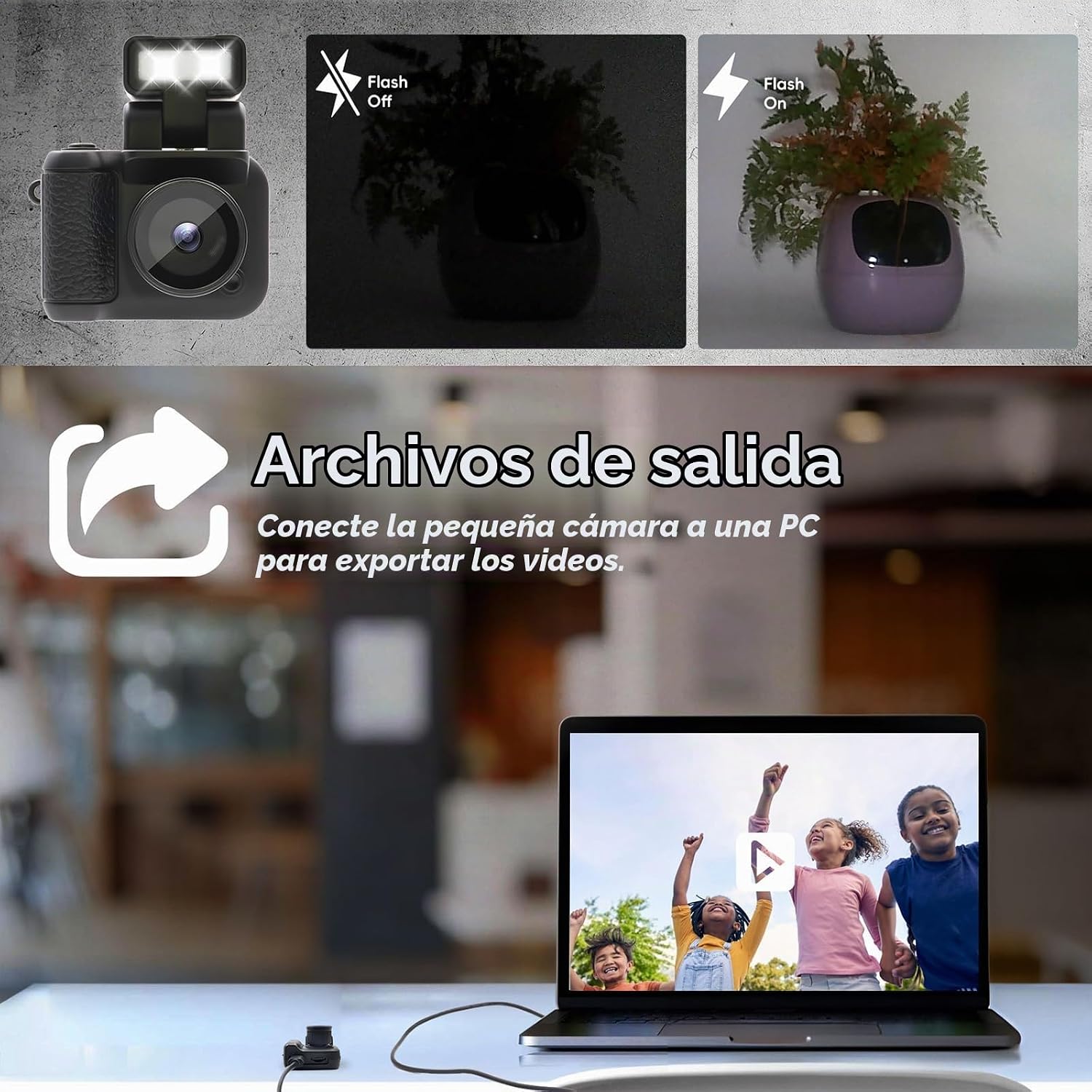 CÁMARA DIGITAL CON PANTALLA LCD DE 1,4 PULGADAS 1080P, TARJETA DE 32GB, BASE DE CARGA, MONORREFLEJOS CON FORMA DE CMOS, - 5