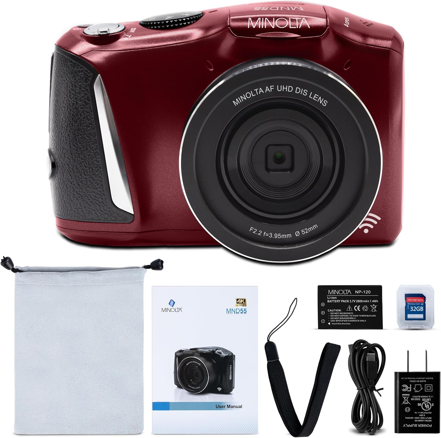 MINOLTA MND55 64MP 4K ULTRA HD WI-FI CÁMARA DIGITAL - ROJO - 2