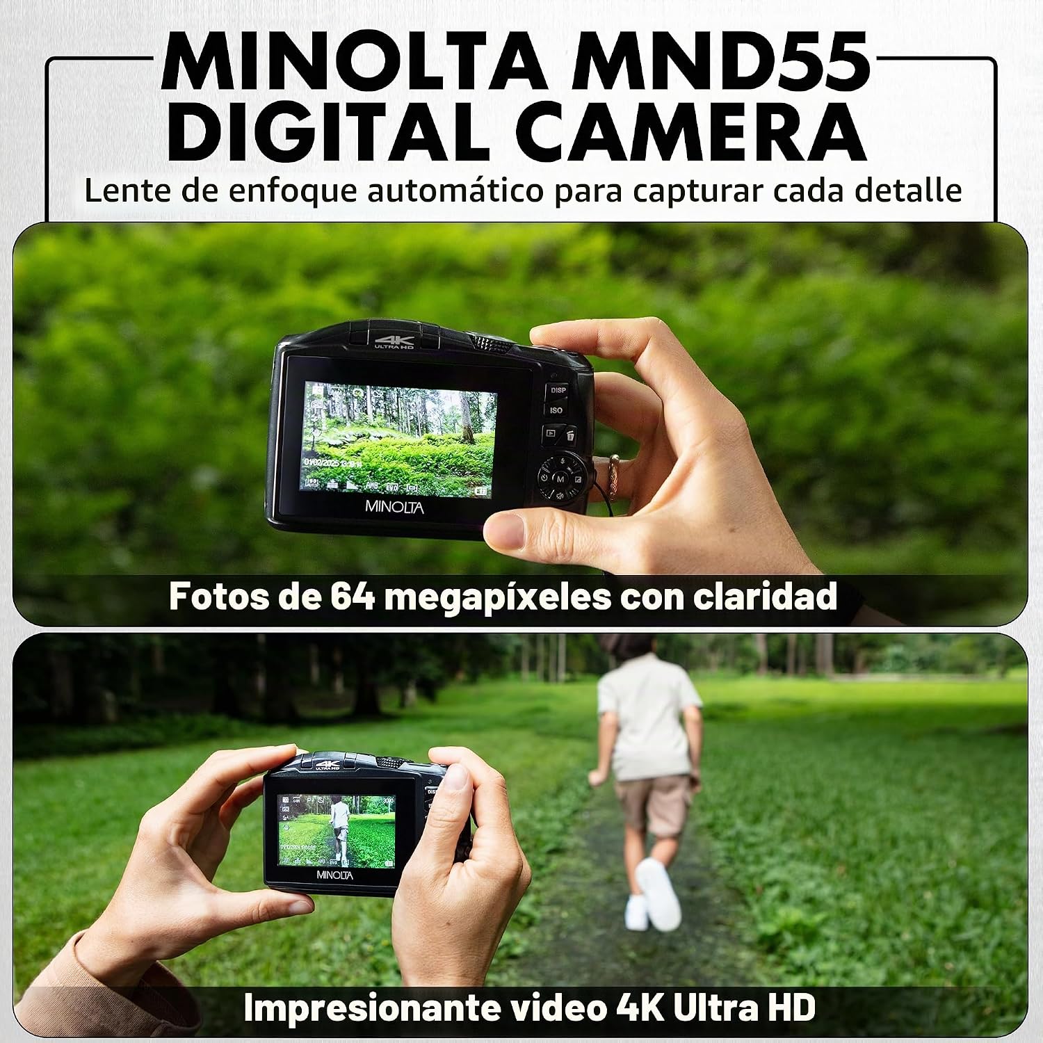 MINOLTA MND55 64MP 4K ULTRA HD WI-FI CÁMARA DIGITAL - ROJO - 3