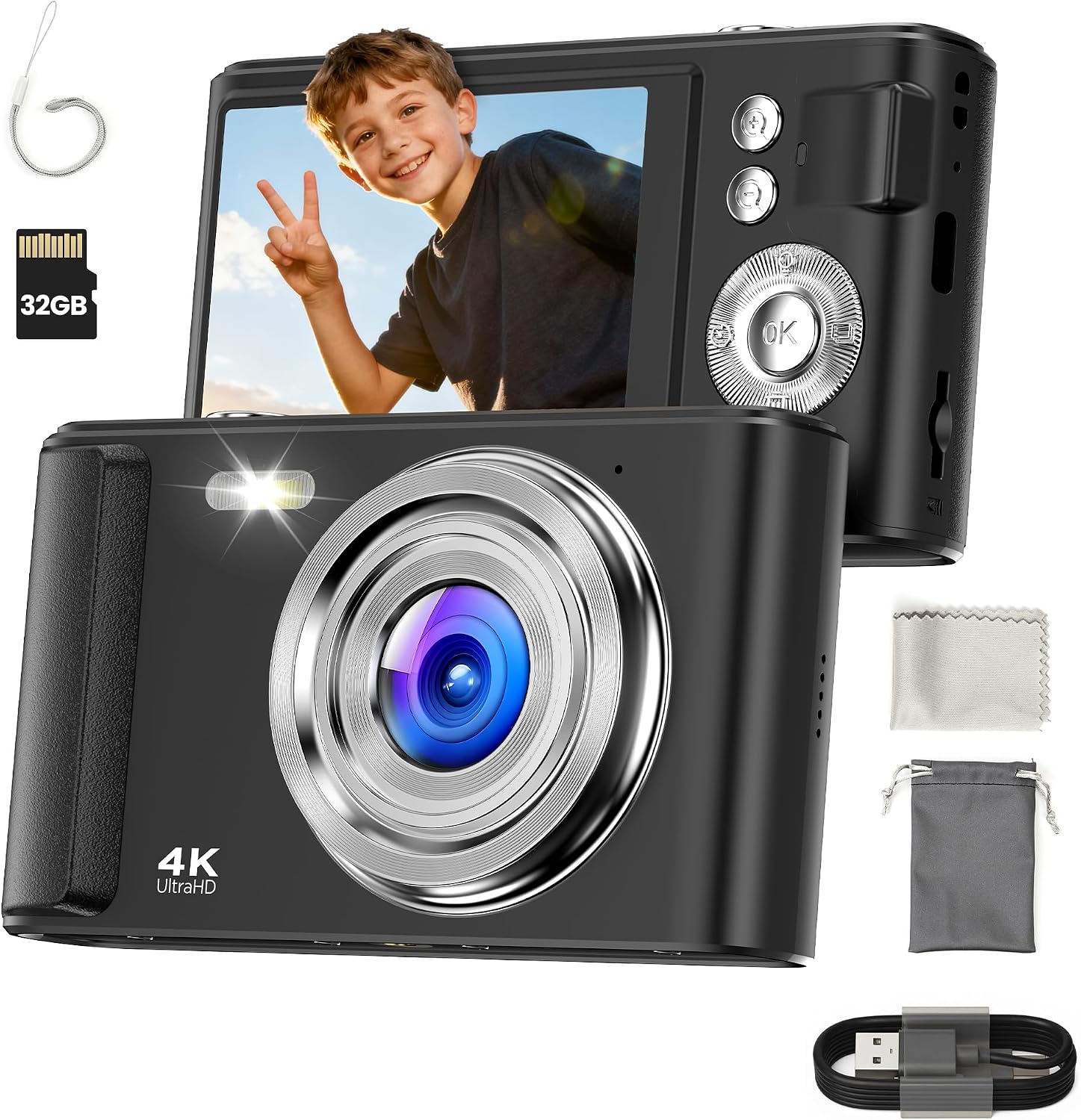 CÁMARA DIGITAL 4K PARA NIÑOS: CÁMARAS DE 48MP PARA FOTOGRAFÍA DE ADOLESCENTES - CÁMARA FOTOGRÁFICA CON ENFOQUE AUTOMÁTICO - 1