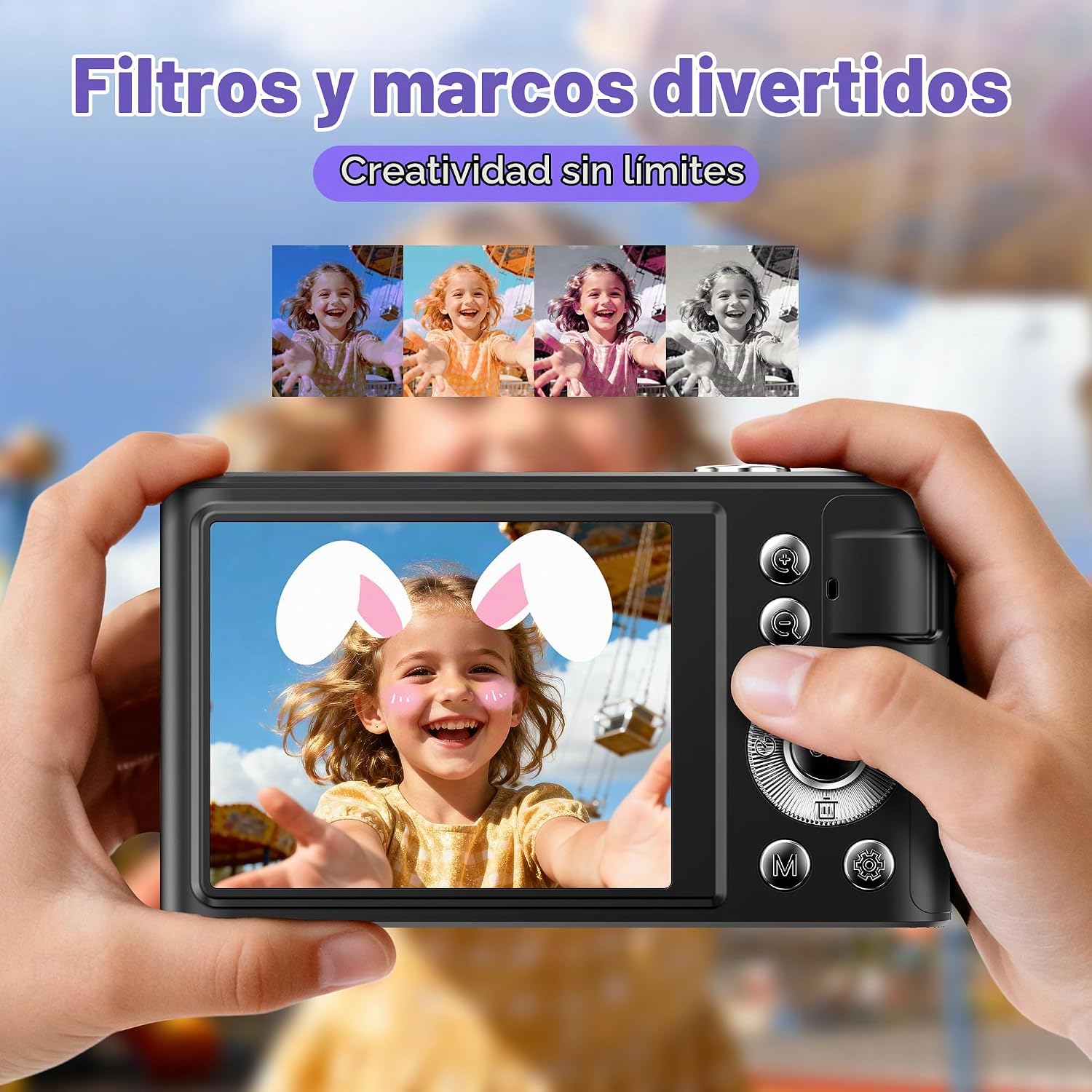 CÁMARA DIGITAL 4K PARA NIÑOS: CÁMARAS DE 48MP PARA FOTOGRAFÍA DE ADOLESCENTES - CÁMARA FOTOGRÁFICA CON ENFOQUE AUTOMÁTICO - 3
