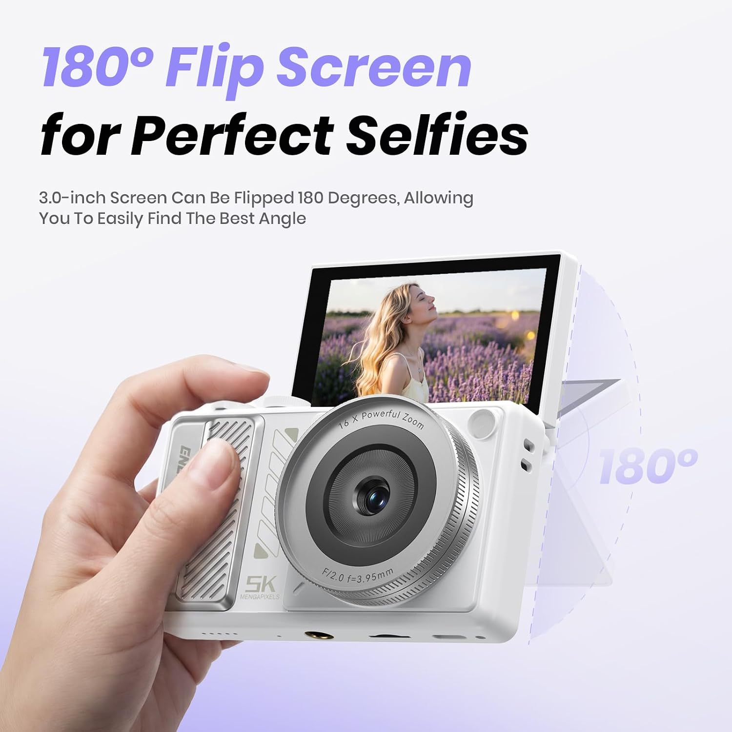 5K DIGITAL CAMERA FOR PHOTOGRAPHY, 2026 LATEST 80MP AUTOFOCUS WIFI VLOGGING CAMERA FOR YOUTUBE, 3 180 FLIP SCREEN COMPACT - 3