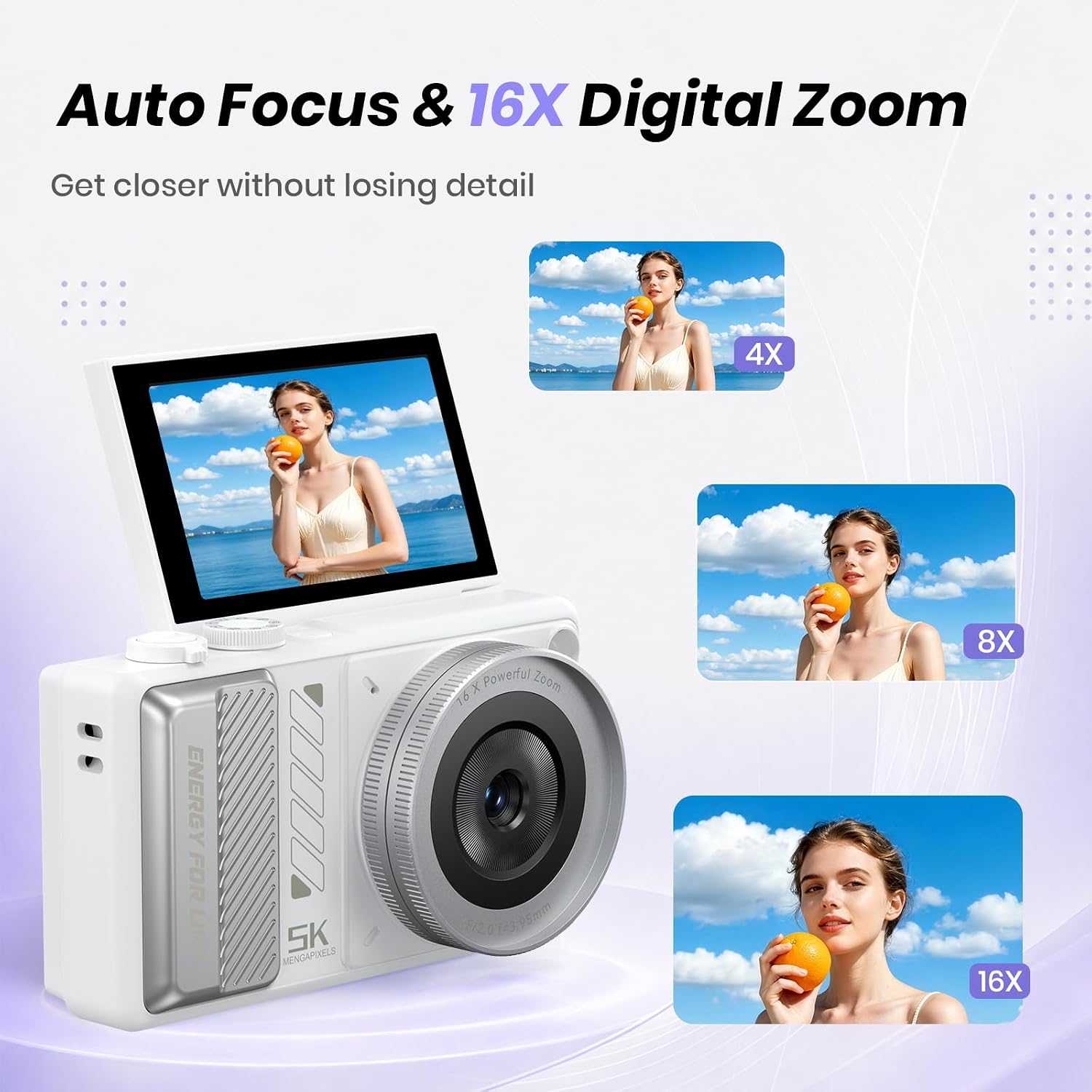 5K DIGITAL CAMERA FOR PHOTOGRAPHY, 2026 LATEST 80MP AUTOFOCUS WIFI VLOGGING CAMERA FOR YOUTUBE, 3 180 FLIP SCREEN COMPACT - 4