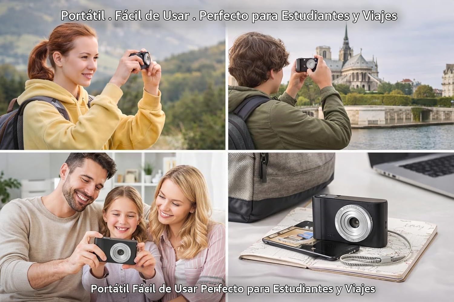 CÁMARA DIGITAL DE 44 MP PARA NIÑOS Y PRINCIPIANTES, CÁMARA COMPACTA DE APUNTAR Y DISPARAR CON ZOOM 8X, CÁMARA LIGERA FÁCIL - 4