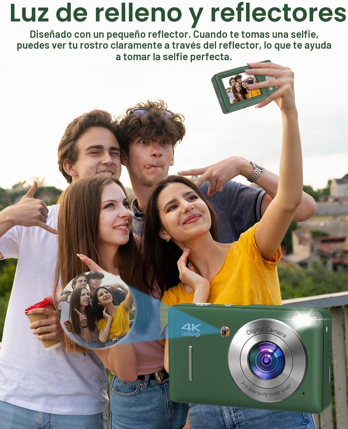 CÁMARA DIGITAL PARA NIÑOS, FHD 1080P 44MP CÁMARA DIGITAL DE APUNTAR Y DISPARAR CON DETECCIÓN DE ROSTRO, CAPTURA DE SONRISAS, - 3