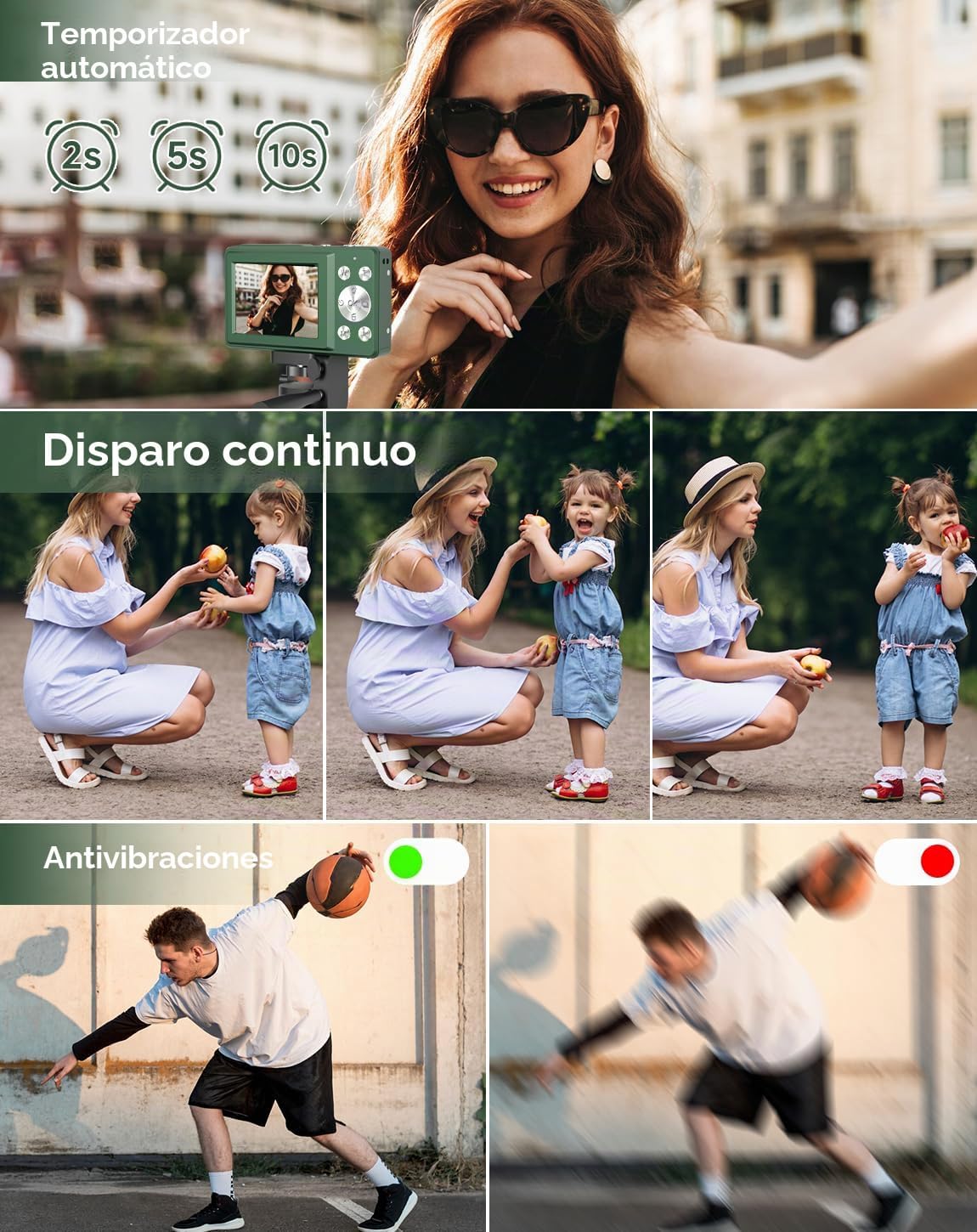 CÁMARA DIGITAL PARA NIÑOS, FHD 1080P 44MP CÁMARA DIGITAL DE APUNTAR Y DISPARAR CON DETECCIÓN DE ROSTRO, CAPTURA DE SONRISAS, - 4
