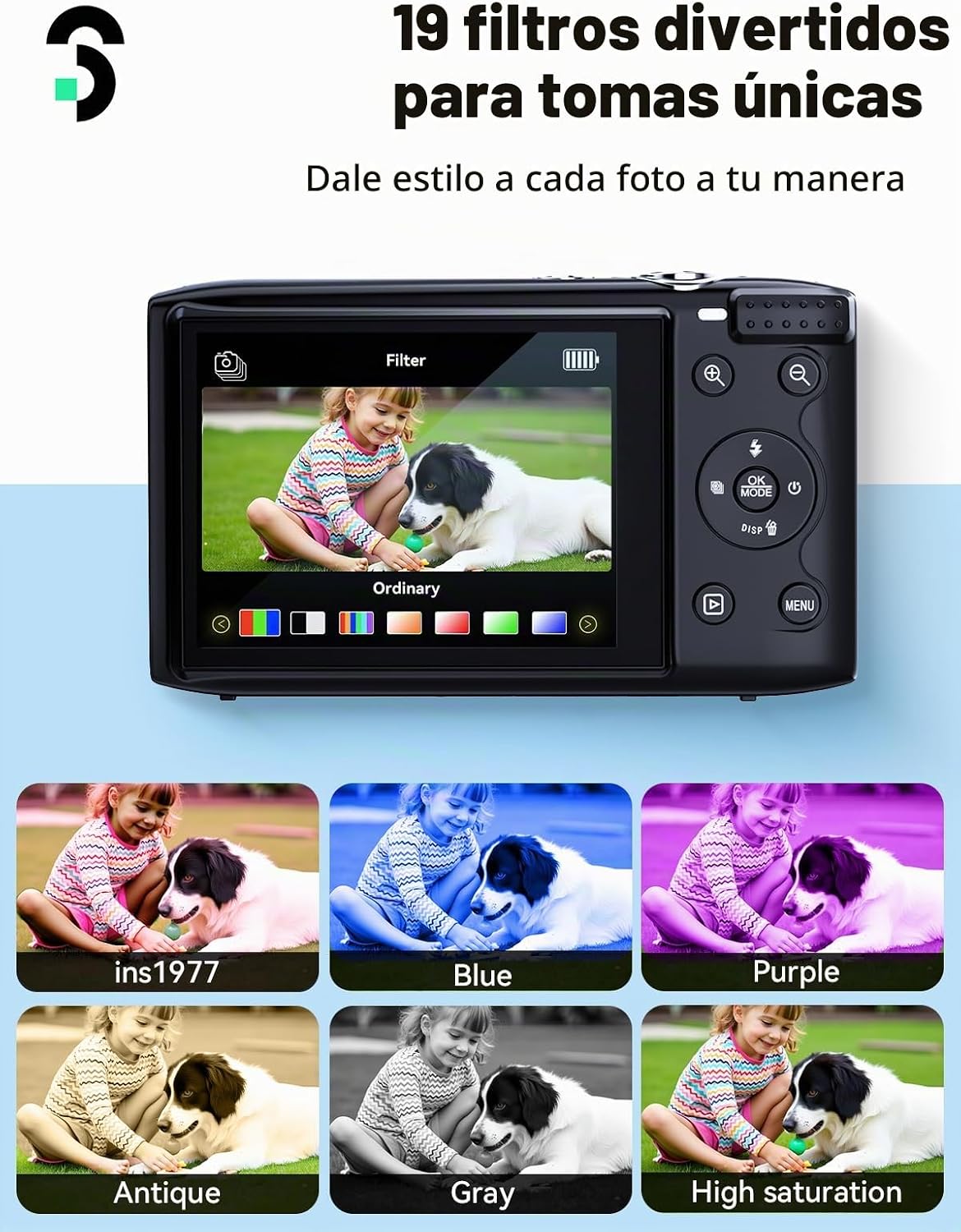 CÁMARA DIGITAL SOOMFON - CÁMARAS PARA NIÑOS MAX 72MP DE PUNTO Y DISPARO CON ZOOM 16X, TARJETA TF DE 32G, 2 BATERÍAS Y LECTOR - 4