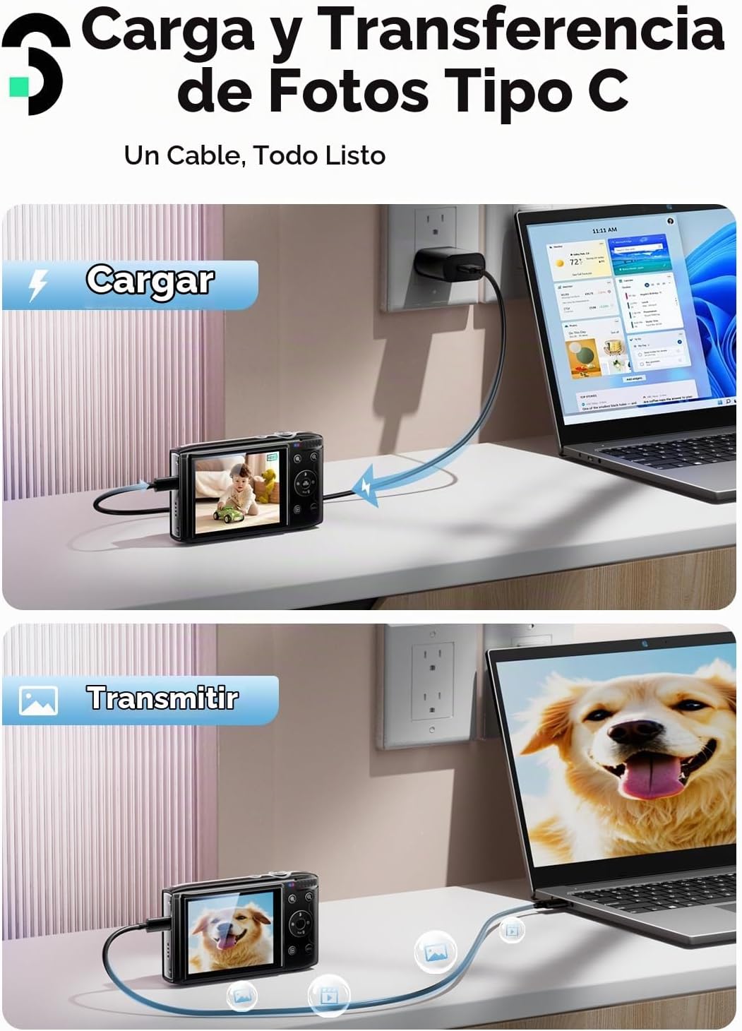 CÁMARA DIGITAL SOOMFON - CÁMARAS PARA NIÑOS MAX 72MP DE PUNTO Y DISPARO CON ZOOM 16X, TARJETA TF DE 32G, 2 BATERÍAS Y LECTOR - 6