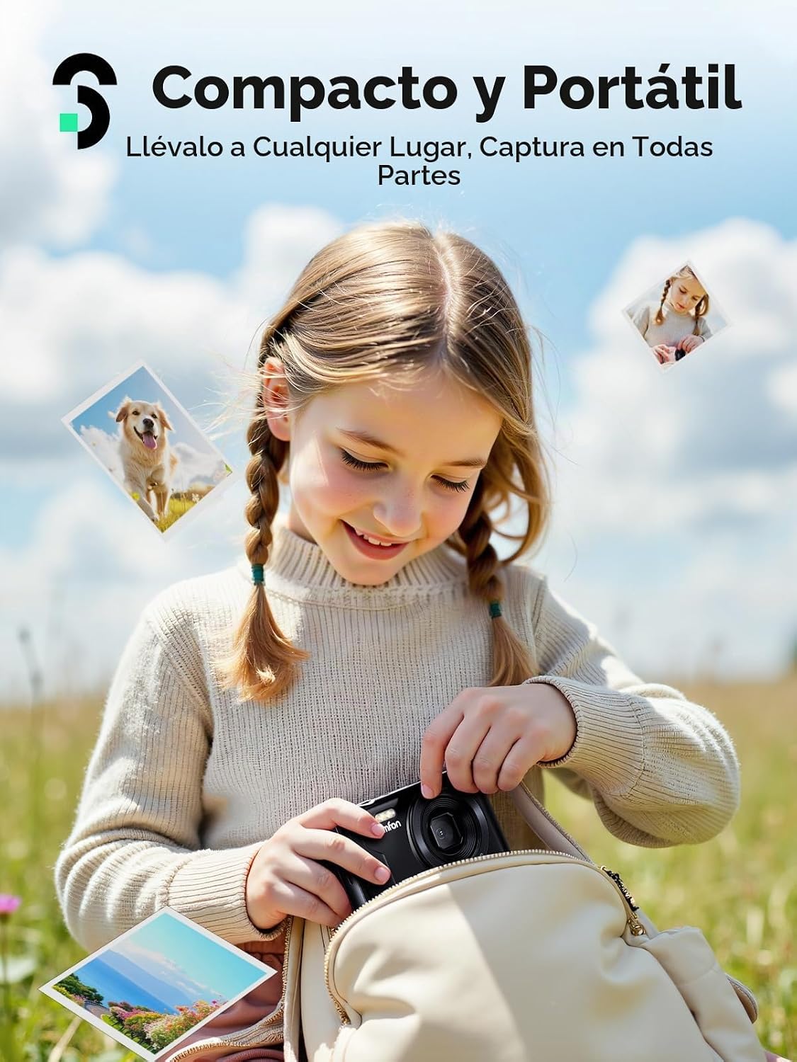 CÁMARA DIGITAL SOOMFON - CÁMARAS PARA NIÑOS MAX 72MP DE PUNTO Y DISPARO CON ZOOM 16X, TARJETA TF DE 32G, 2 BATERÍAS Y LECTOR - 7