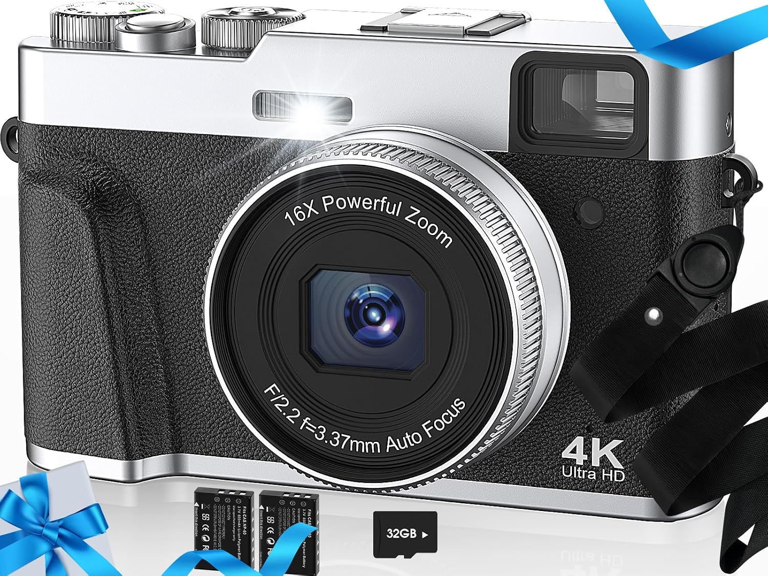 CÁMARA DIGITAL 4K CON TARJETA SD, CÁMARA DE APUNTAR Y DISPARAR DE 48 MP CON VISOR DE FLASH Y DIAL, CÁMARA DE VLOGGING - 1