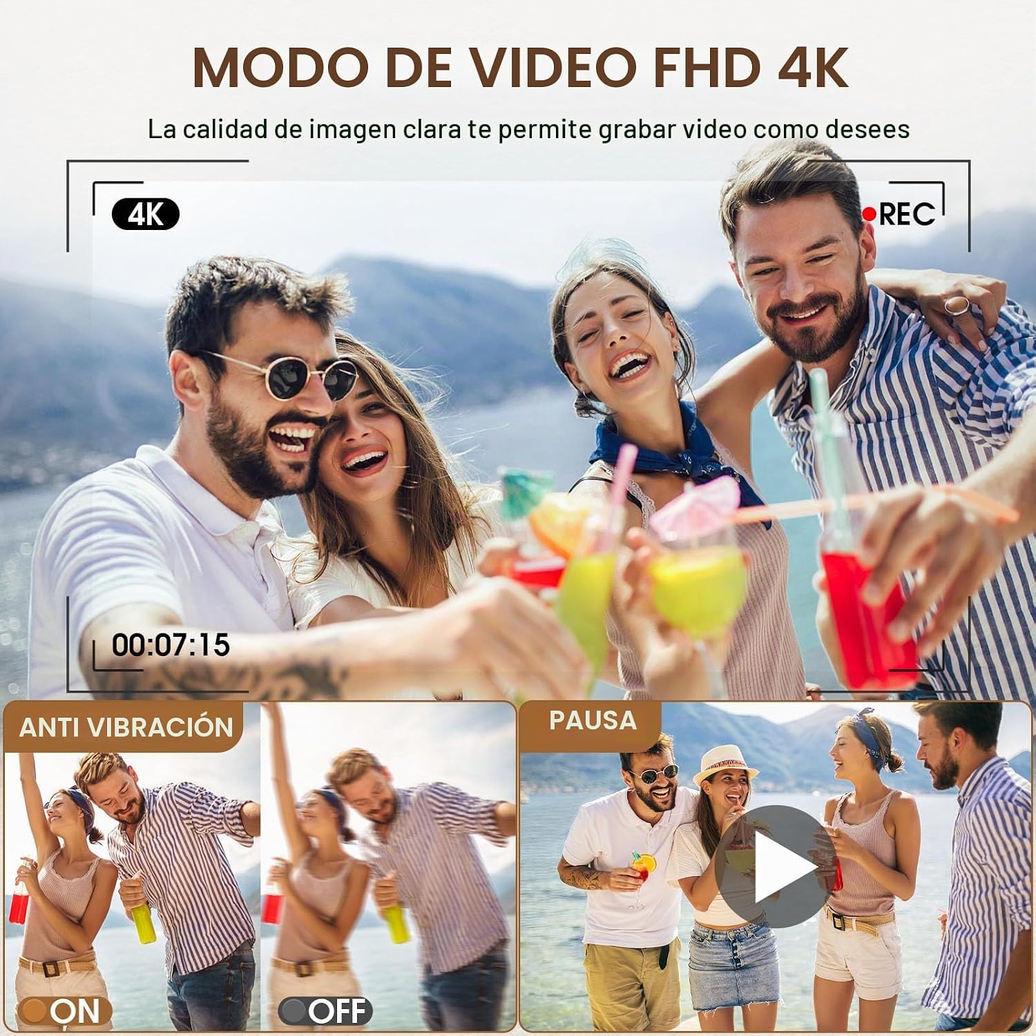CÁMARA DIGITAL 4K CON TARJETA SD, CÁMARA DE APUNTAR Y DISPARAR DE 48 MP CON VISOR DE FLASH Y DIAL, CÁMARA DE VLOGGING - 3