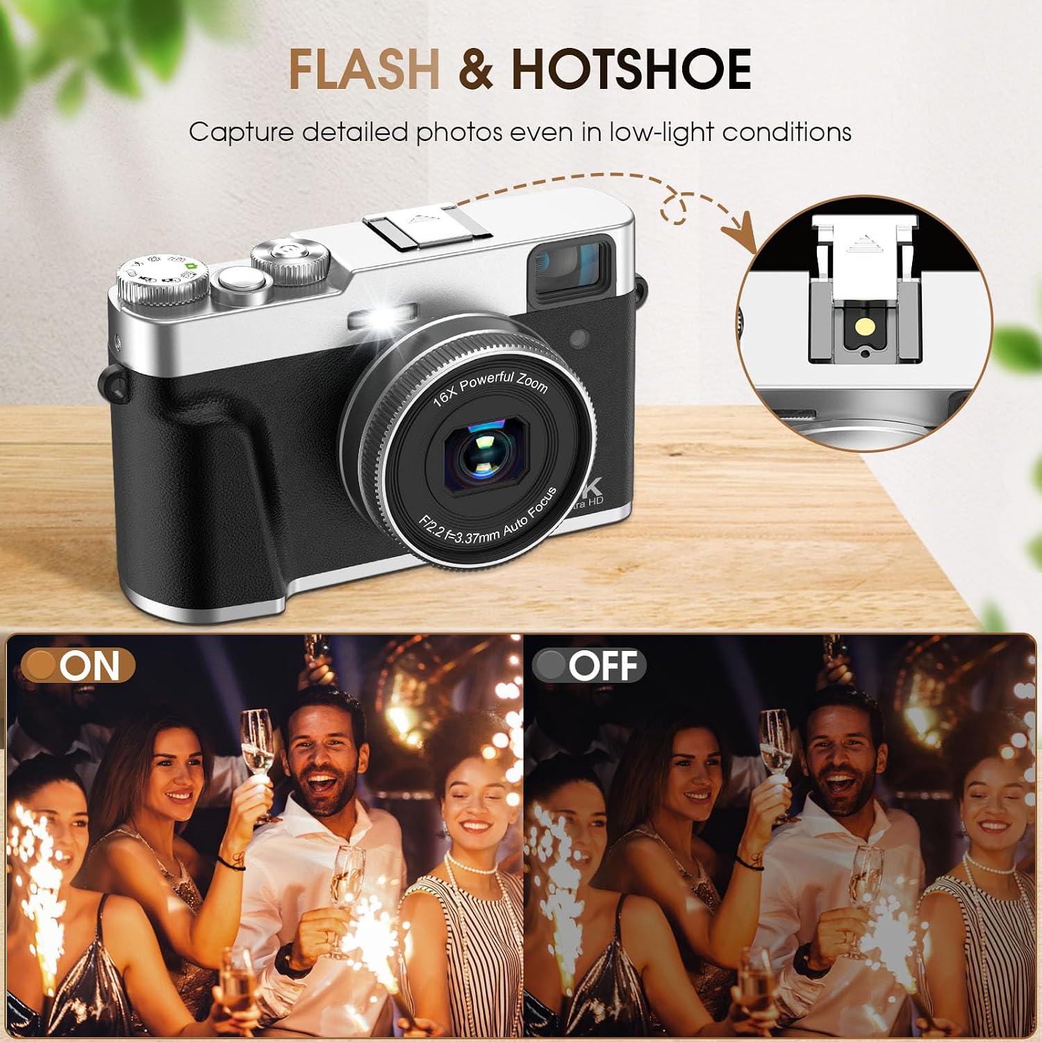 CÁMARA DIGITAL 4K CON TARJETA SD, CÁMARA DE APUNTAR Y DISPARAR DE 48 MP CON VISOR DE FLASH Y DIAL, CÁMARA DE VLOGGING - 6