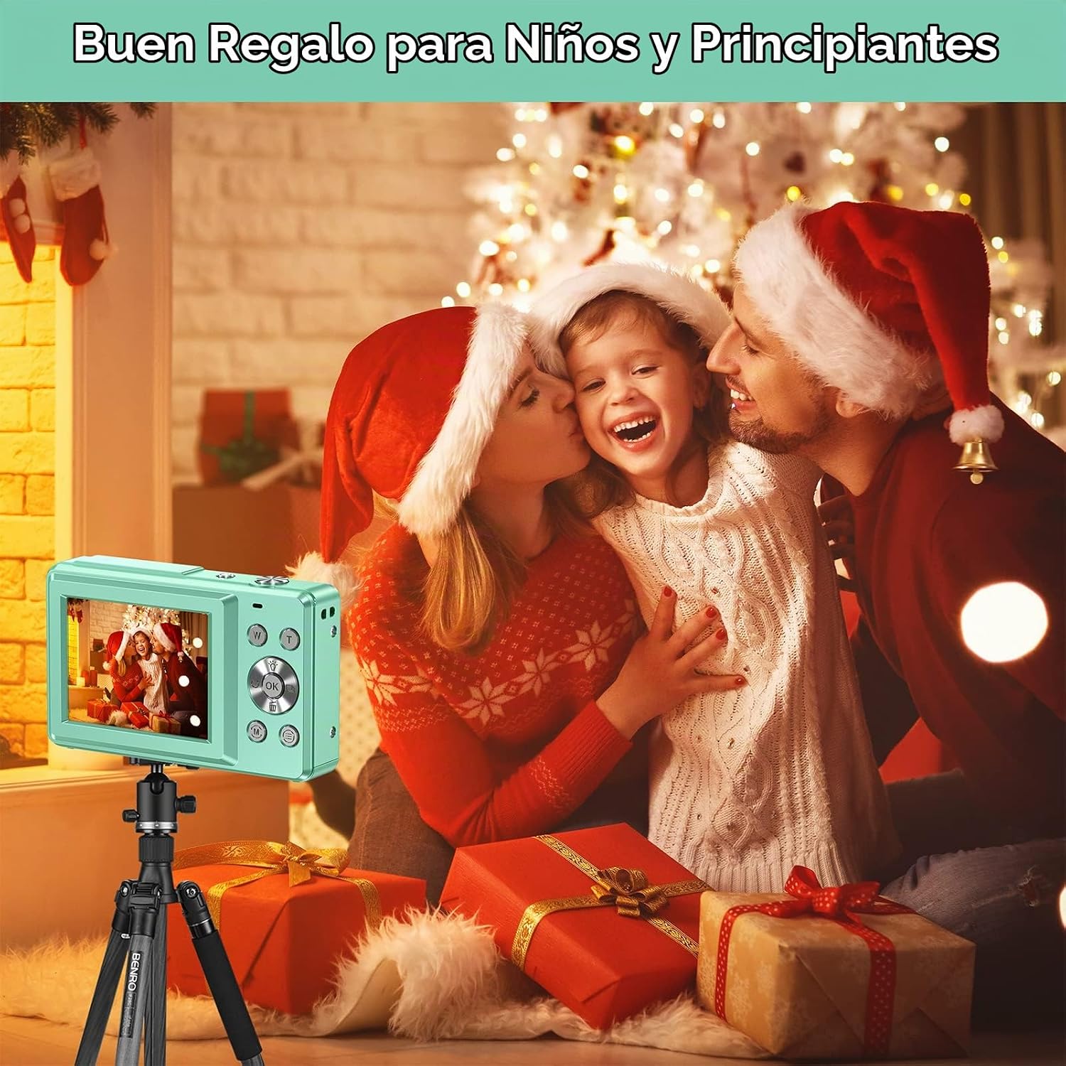 CÁMARA DIGITAL FHD 1080P PARA NIÑOS, TARJETA SD DE 32 GB, ZOOM 16X, PUNTO Y DISPARO COMPACTO, PORTÁTIL VERDE - 7