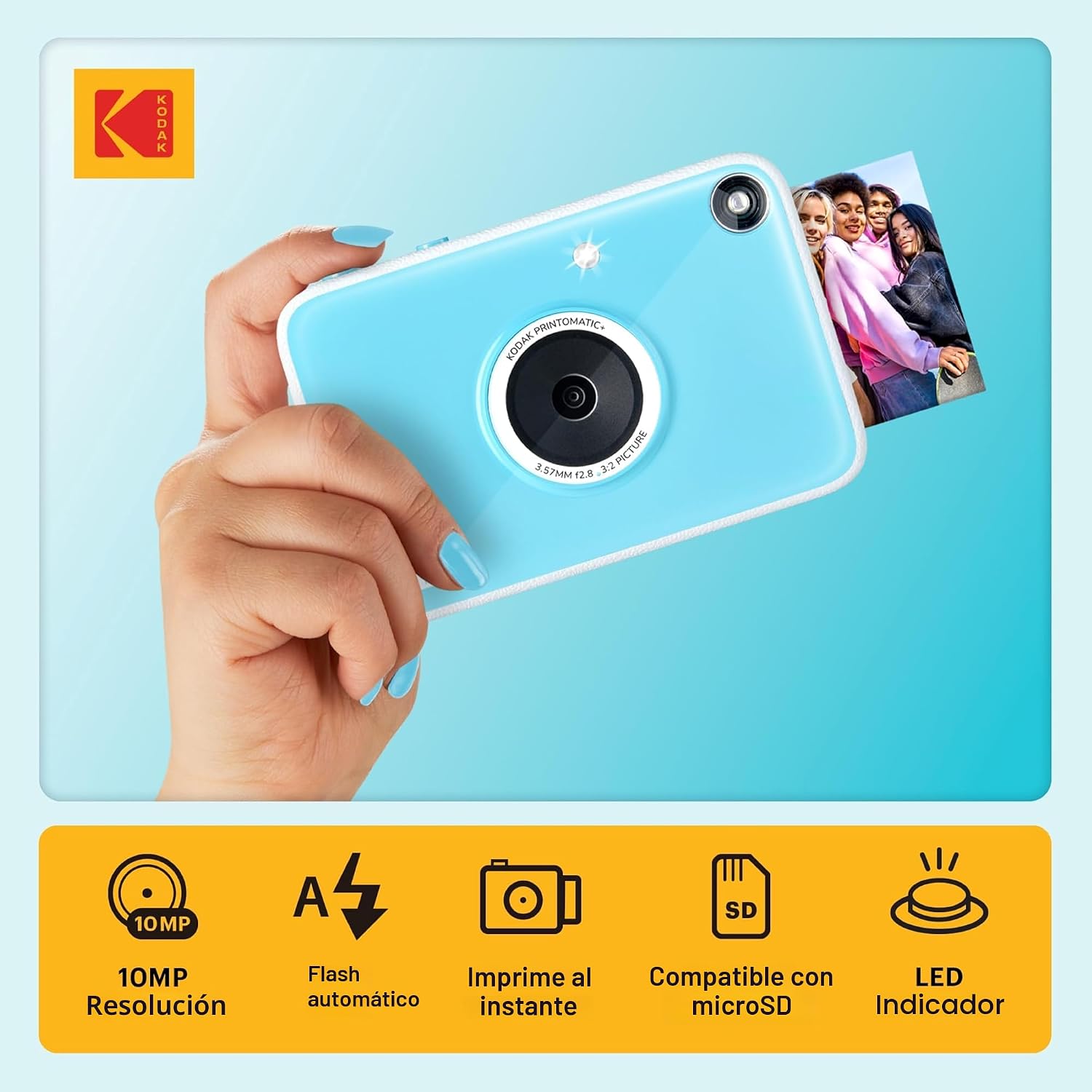 KODAK PRINTOMATIC CÁMARA DIGITAL DE IMPRESIÓN INSTANTÁNEA AZUL DE 10MP, CÁMARA PORTÁTIL CON INDICADOR DE ESTADO LED RGB - 2