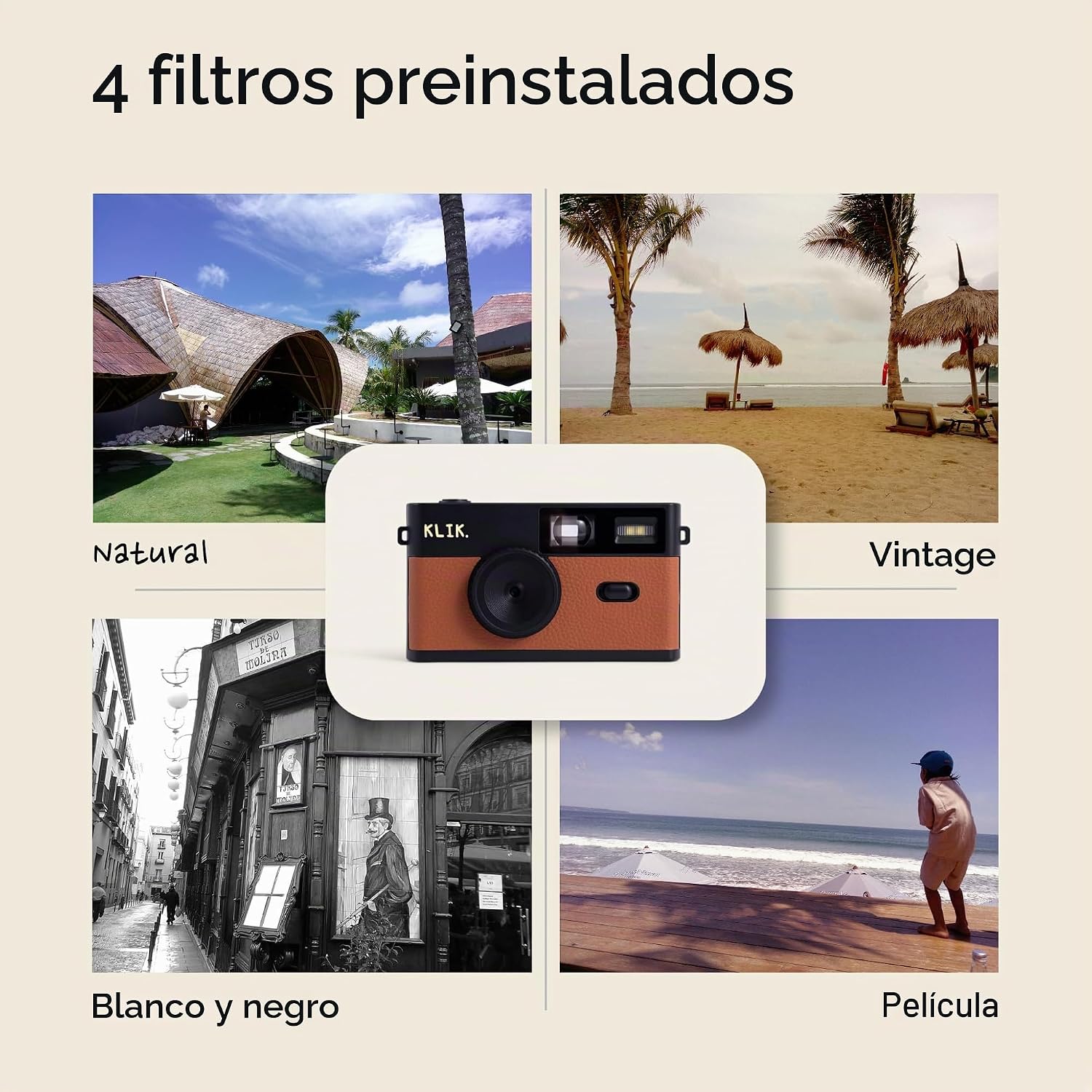 KLIK CÁMARA DIGITAL SIN PANTALLA MANTENTE PRESENTE Y CAPTURA FOTOS VINTAGE DE ESTILO RETRO 8MP, 3 FILTROS ESTILO PELÍCULA, - 2