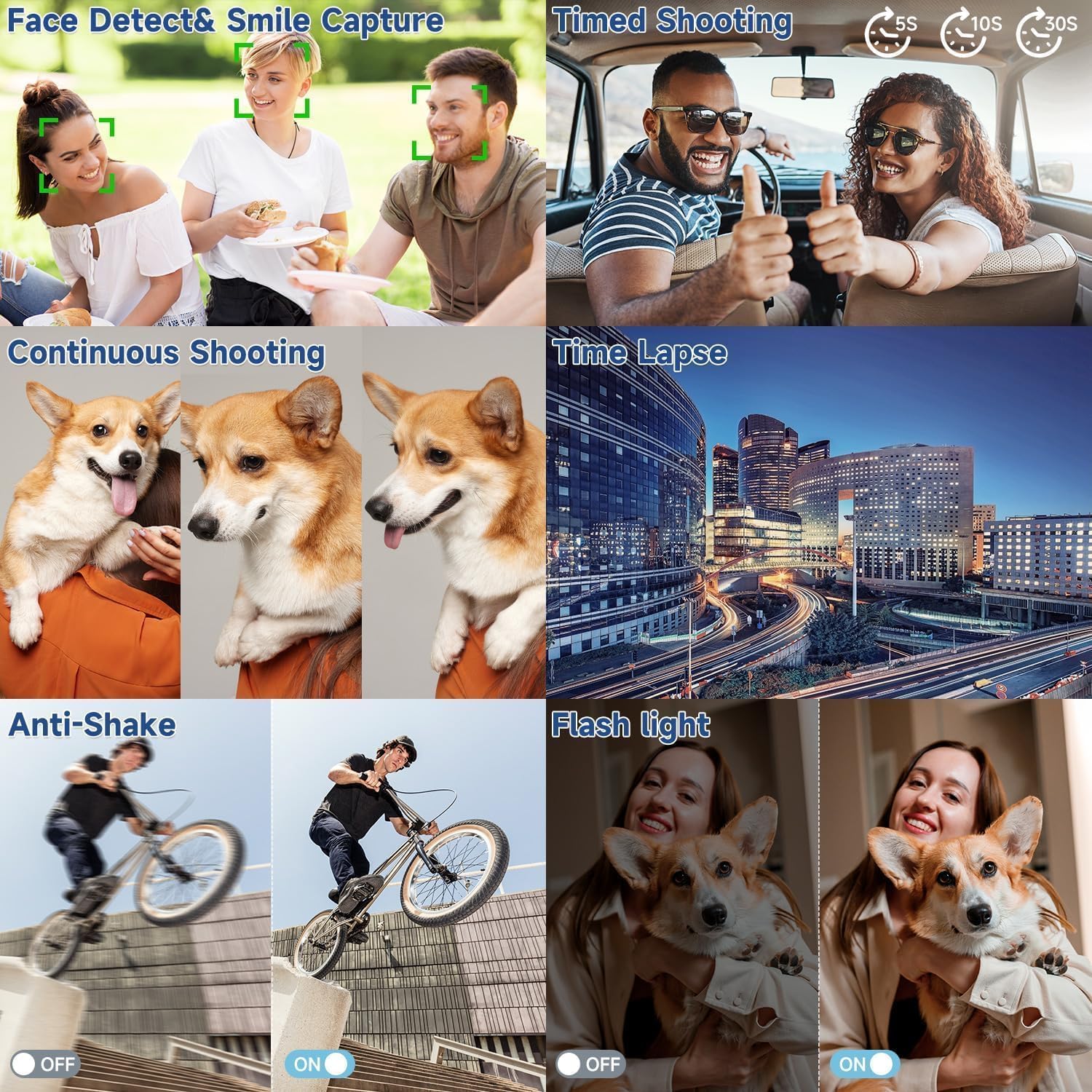 CÁMARA DIGITAL 4K PARA FOTOGRAFÍA, CÁMARA DE VLOGGING DE 50 MP PARA VIDEO DE YOUTUBE CON FLASH Y PANTALLA ABATIBLE DE 180 - 6