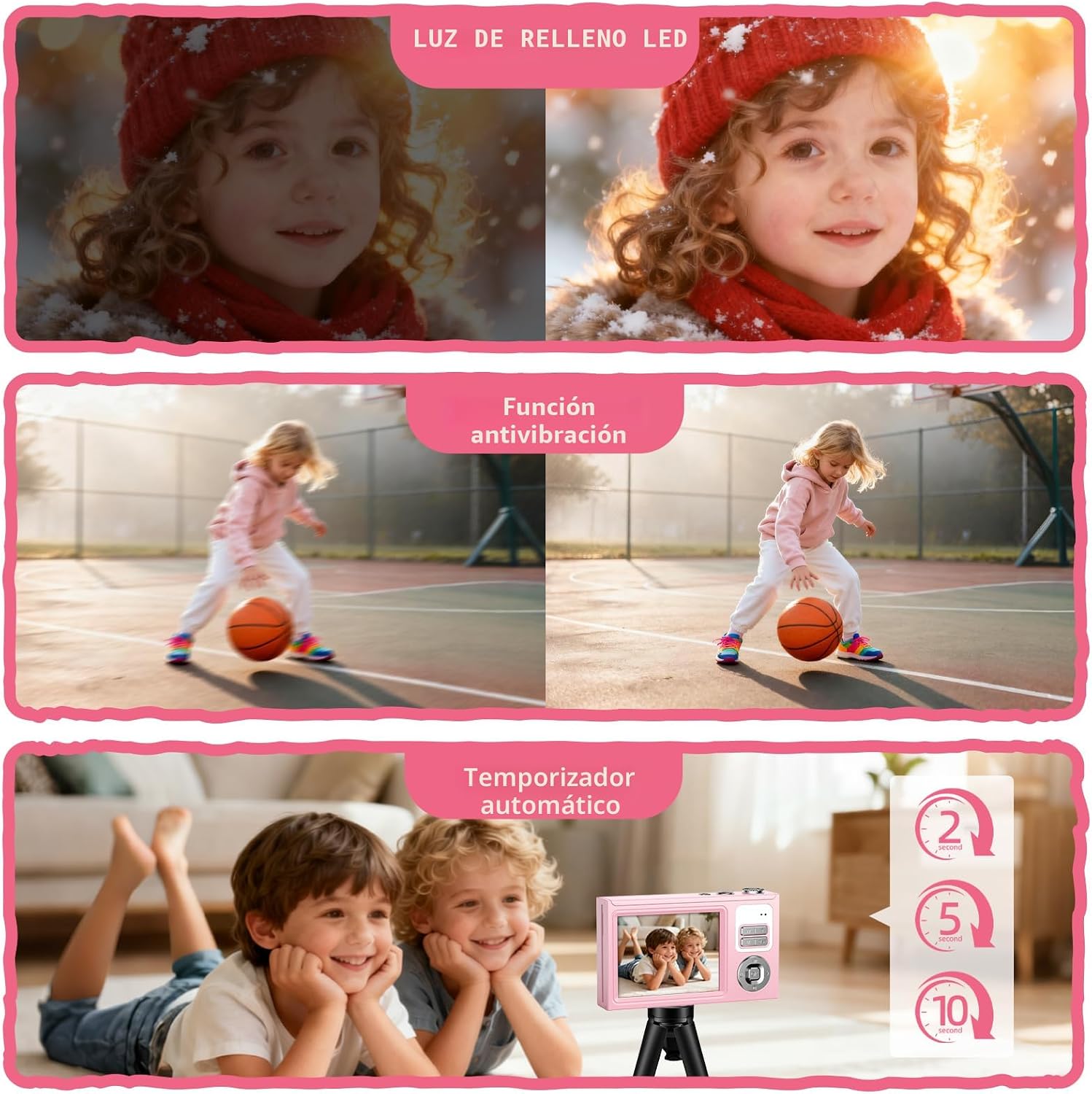 CÁMARA DIGITAL PARA NIÑOS Y PRINCIPIANTES 64GB SD POINT AND SHOOT CÁMARAS - 4