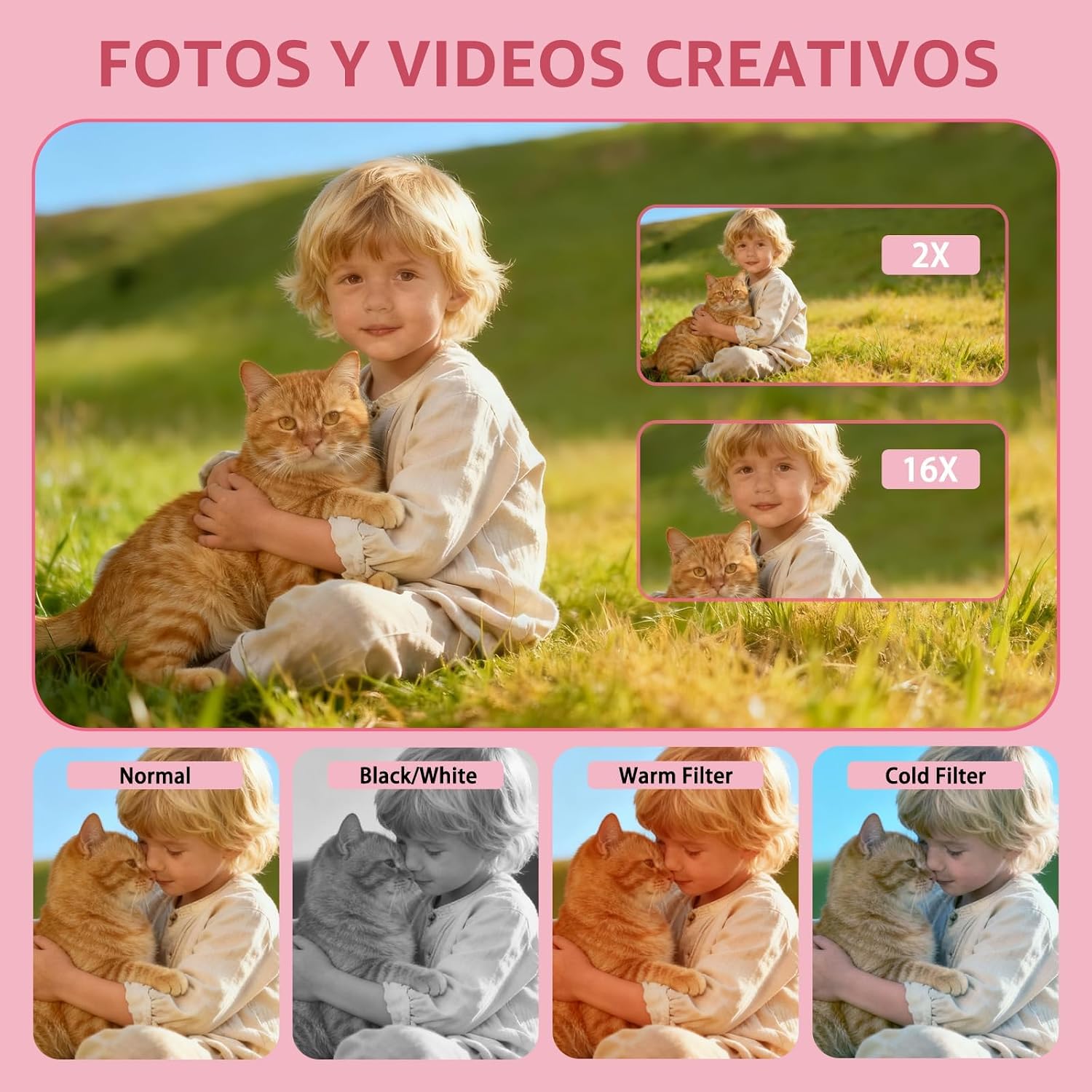 CÁMARA DIGITAL PARA NIÑOS Y PRINCIPIANTES 64GB SD POINT AND SHOOT CÁMARAS - 5