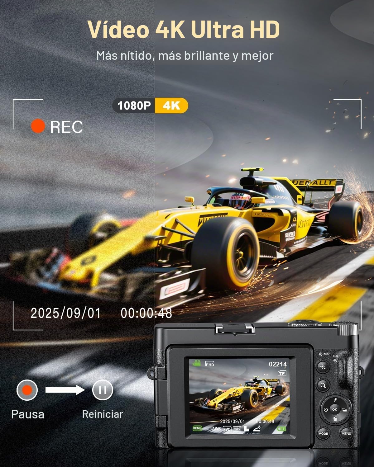 CÁMARA DIGITAL, CÁMARA DIGITAL COMPACTA PARA ADOLESCENTES Y ADULTOS, PARA VIAJES, CÁMARA DE VLOGGING PARA FOTOGRAFÍA - 2